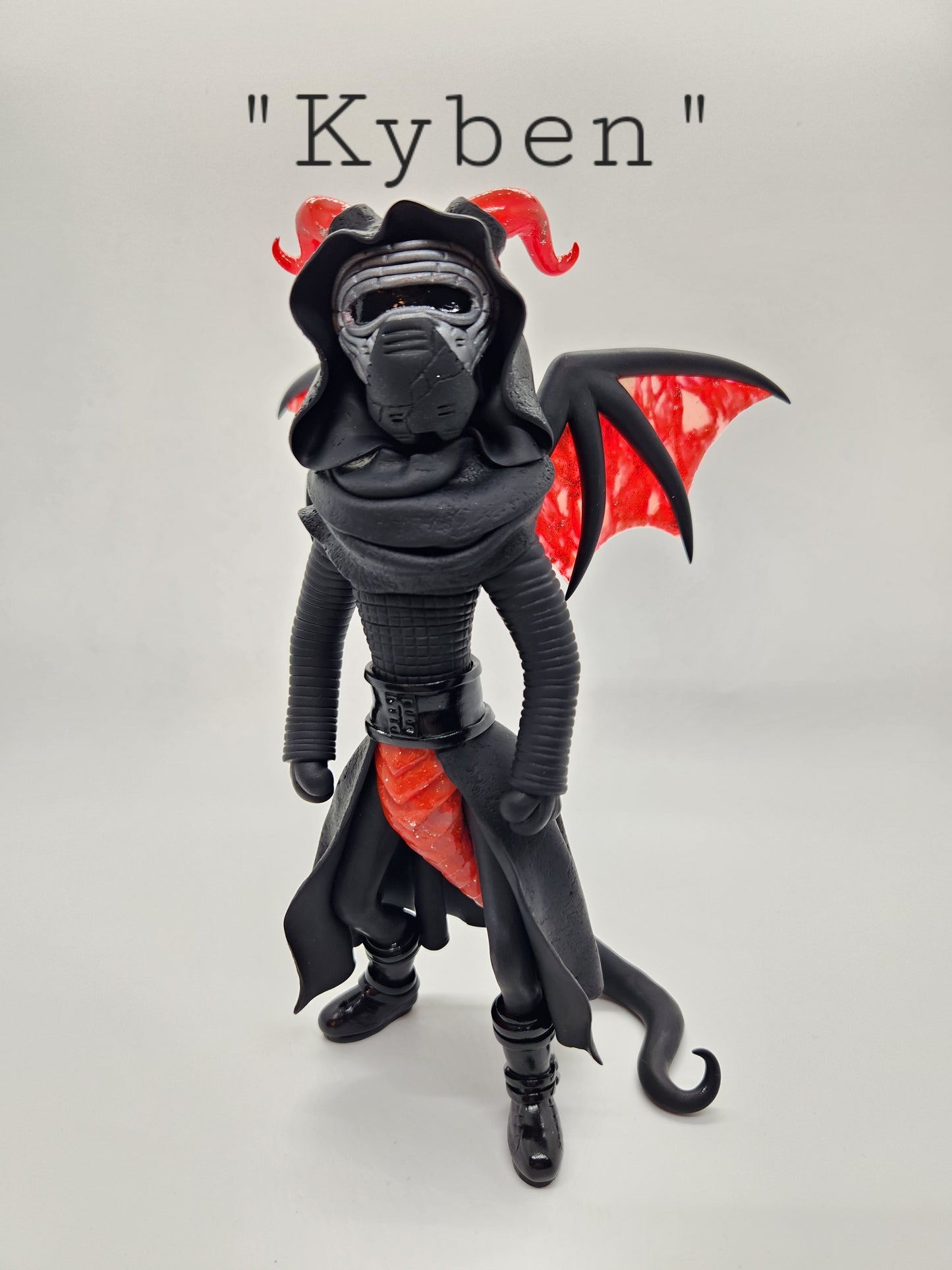 "Kyben" sith inspired black and red dragon sculpture