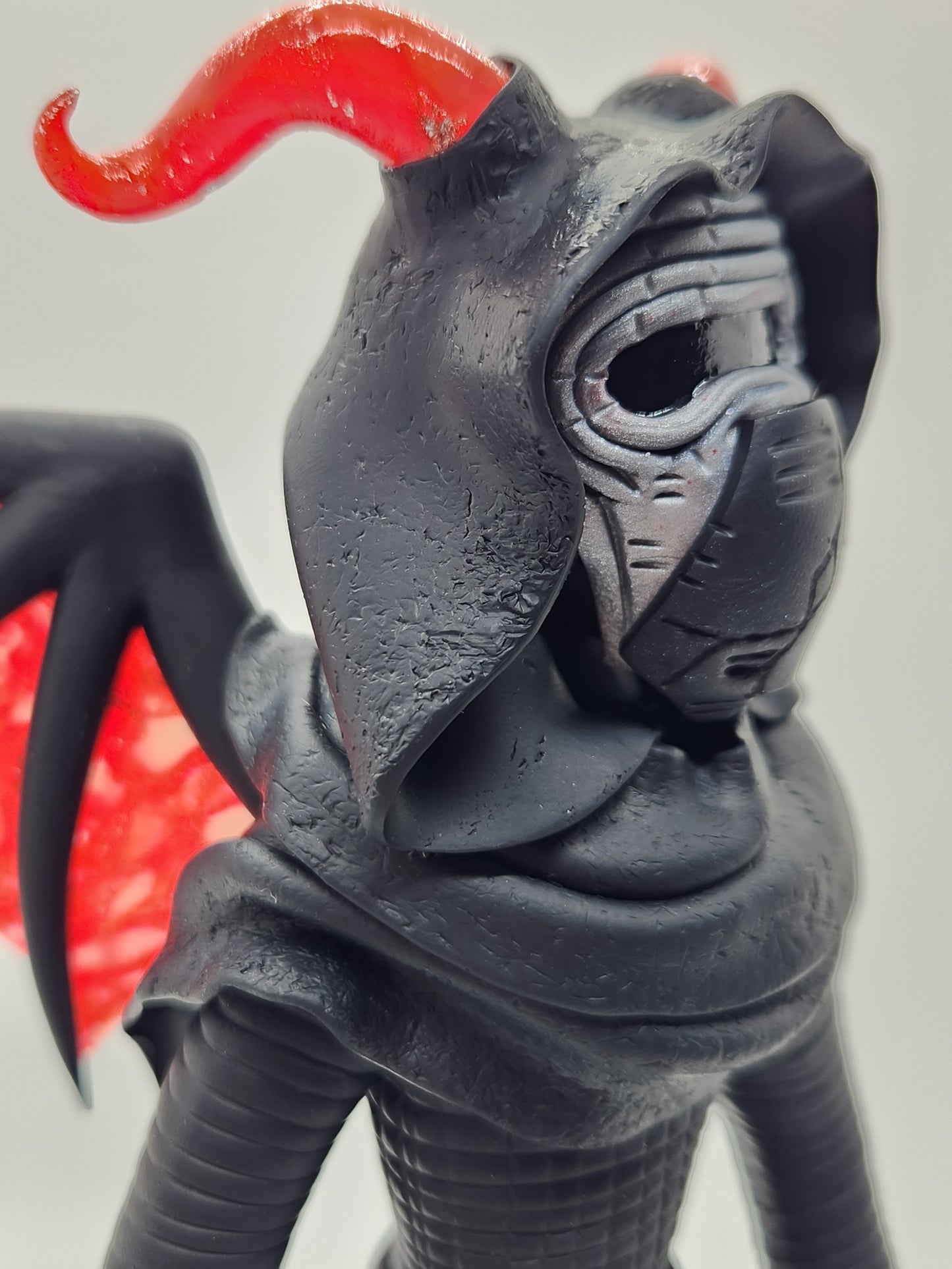 "Kyben" sith inspired black and red dragon sculpture