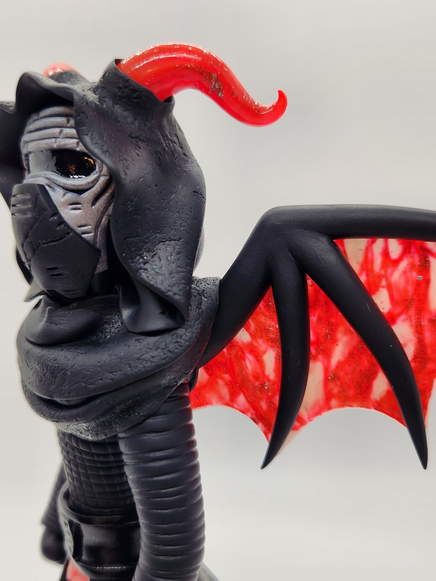 "Kyben" sith inspired black and red dragon sculpture