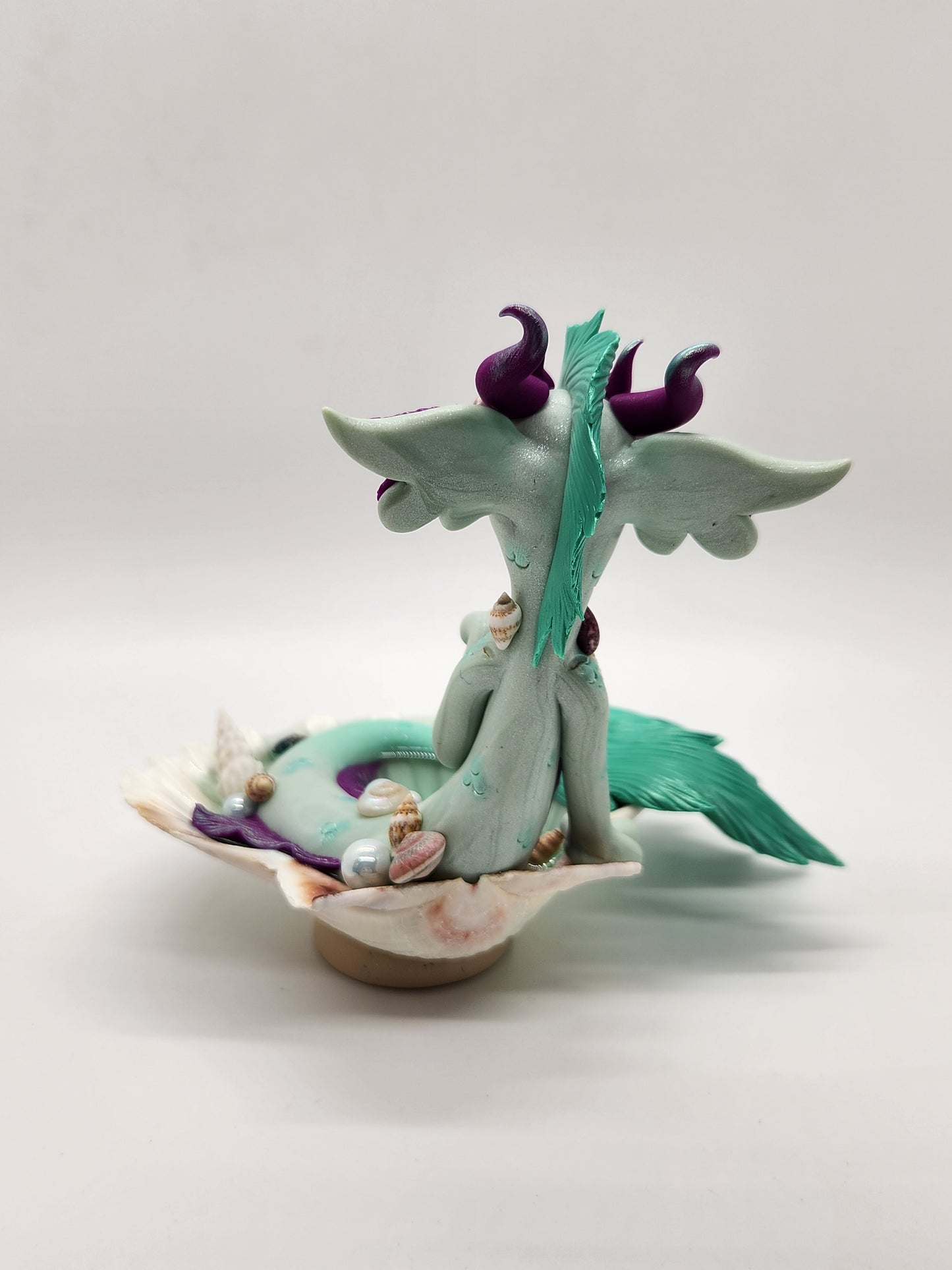 "Baliq" sea green and purple mermaid dragon sculpture