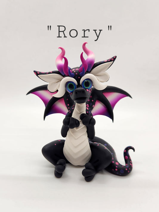 "Rory" black and white genderfluid pride dragon sculpture