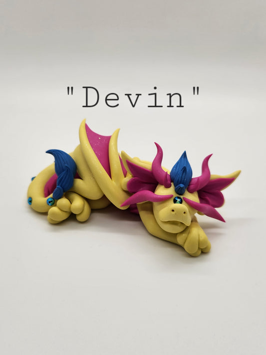 "Devin" yellow and pink pan pride dragon sculpture