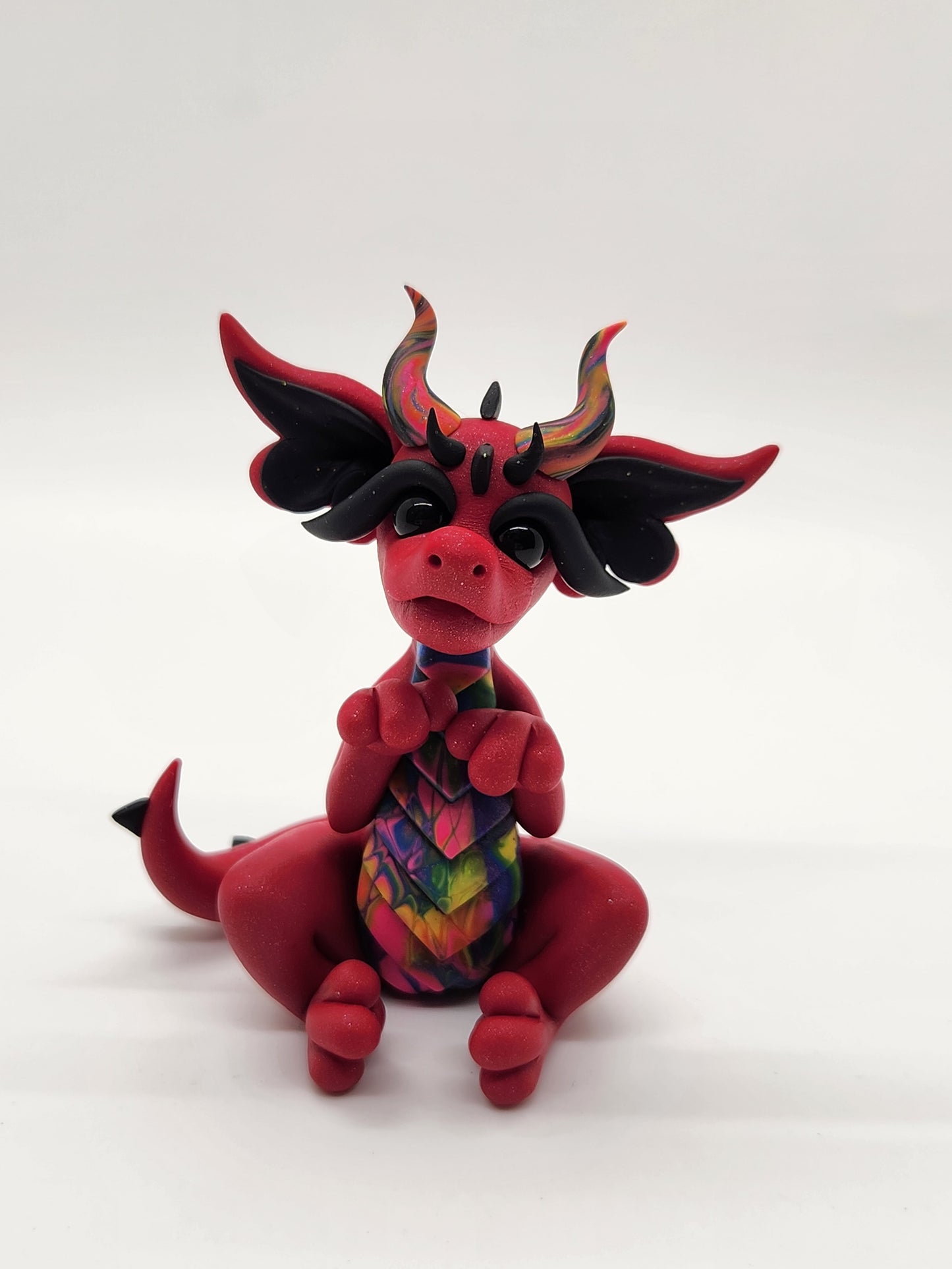 Tie dye rainbow baby dragon drake sculpture