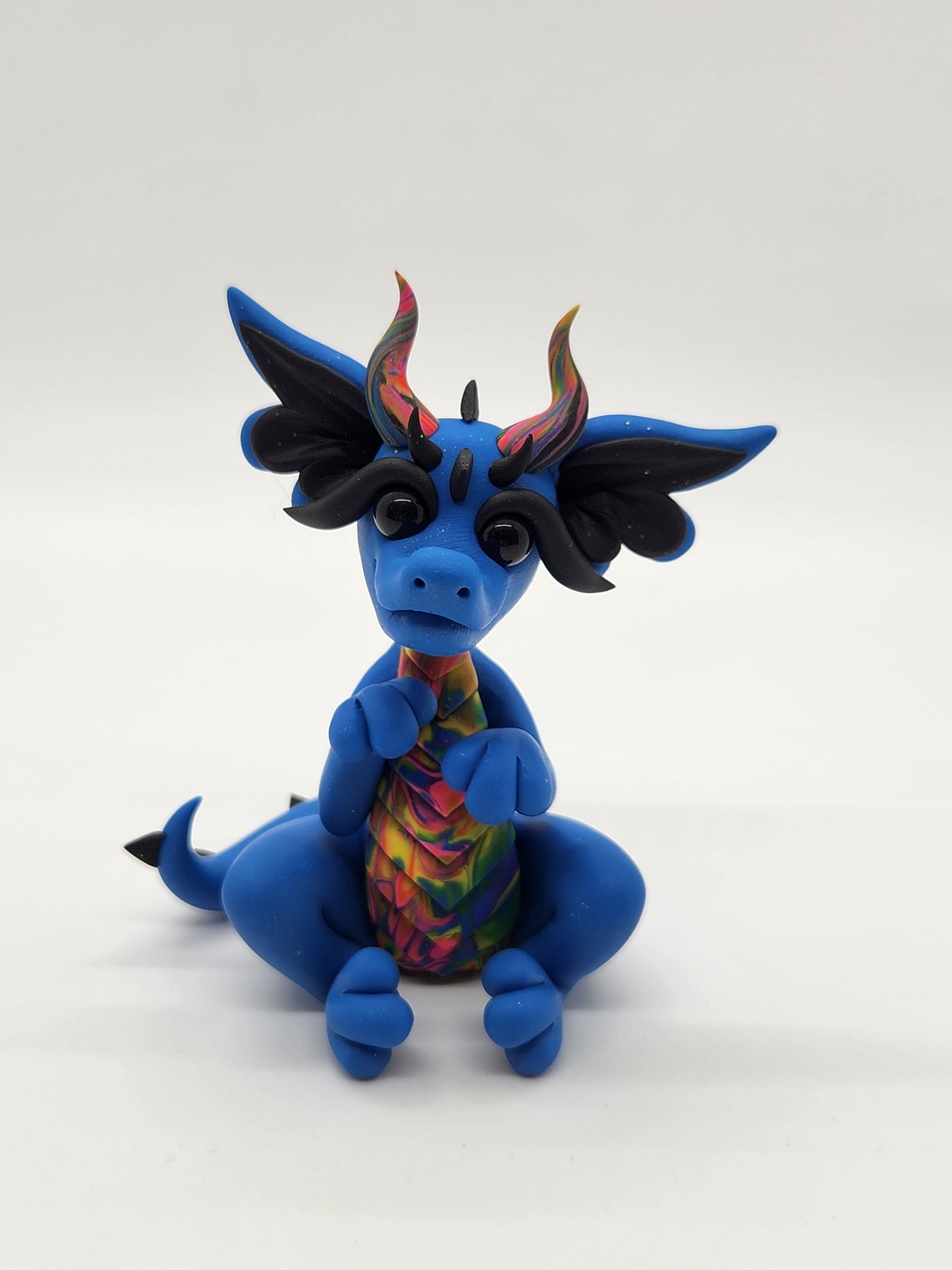 Tie dye rainbow baby dragon drake sculpture