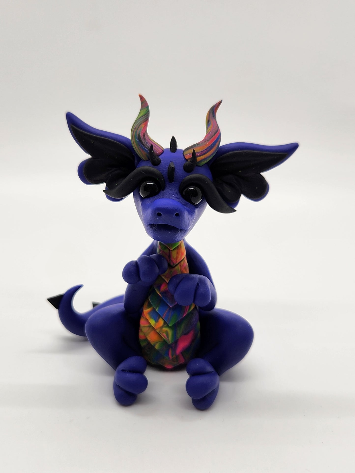 Tie dye rainbow baby dragon drake sculpture