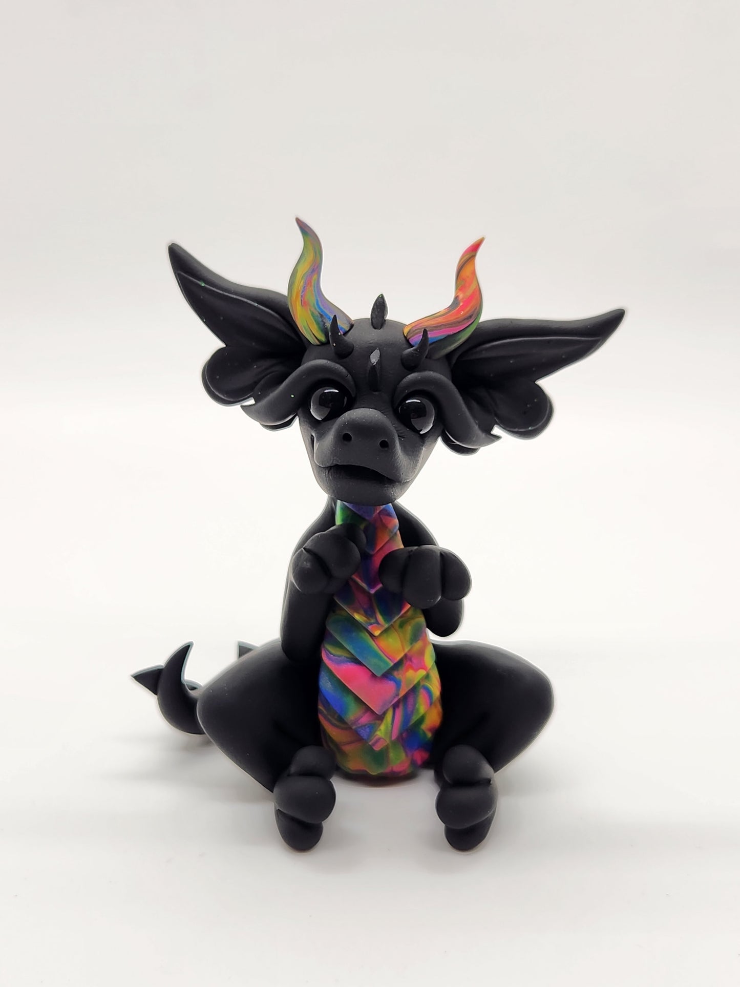 Tie dye rainbow baby dragon drake sculpture