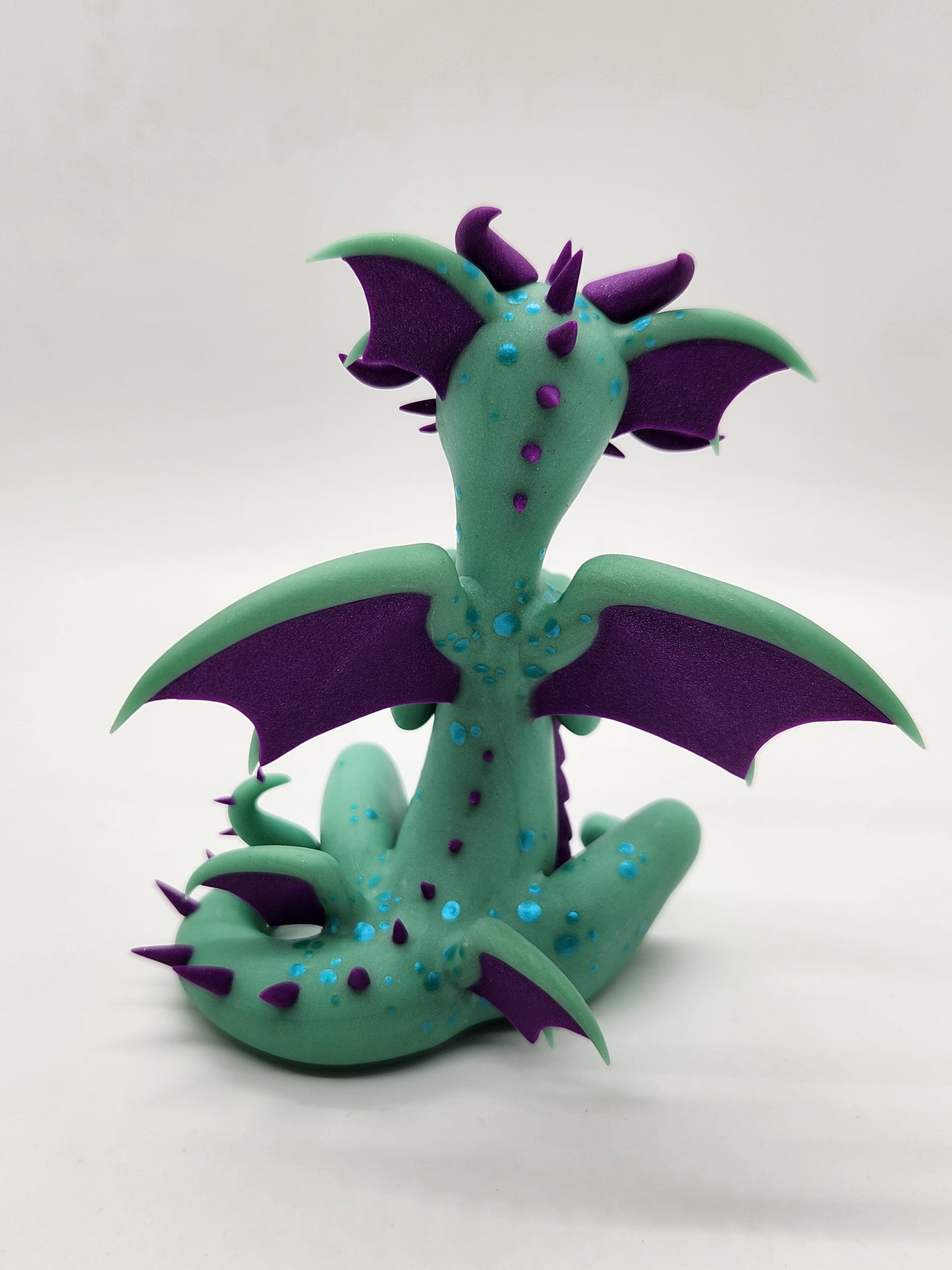 "Globoi" green and purple glow in the dark alien dragon sculpture