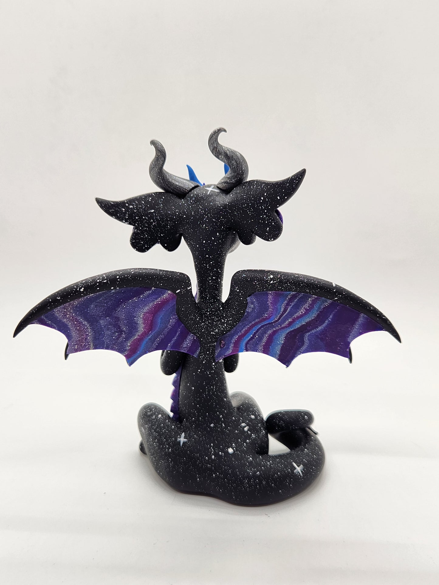 "Ether" black and purple space dragon sculpture