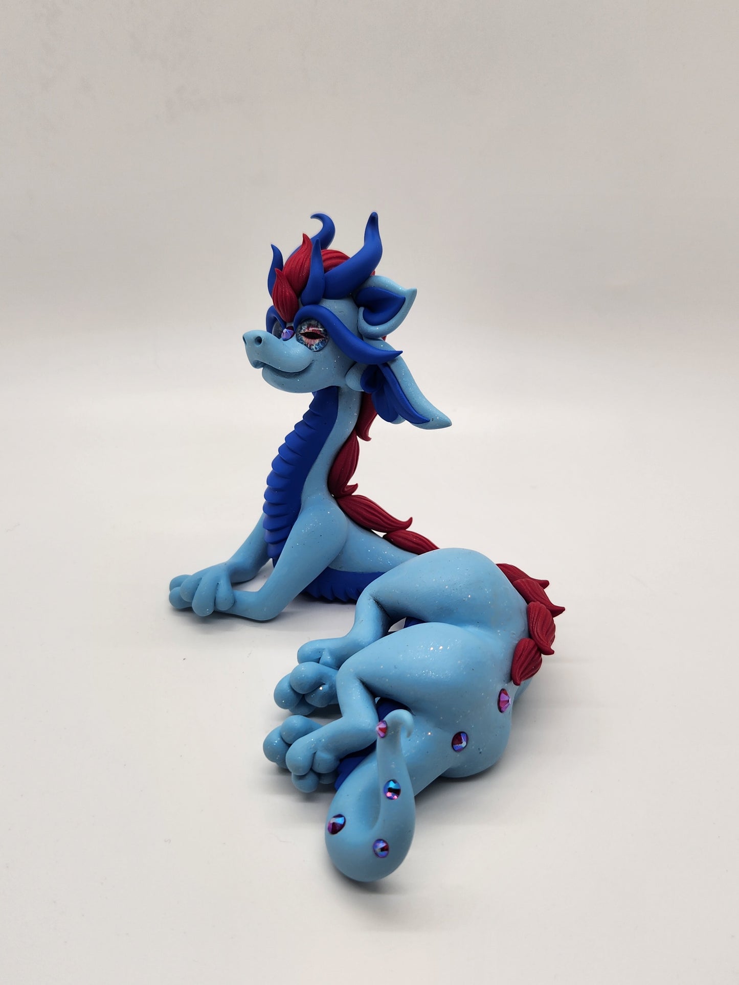 "Vulzod" blue and red alien dragon sculpture