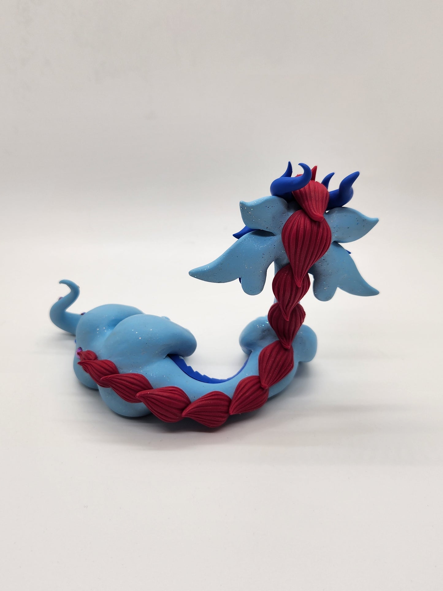 "Vulzod" blue and red alien dragon sculpture