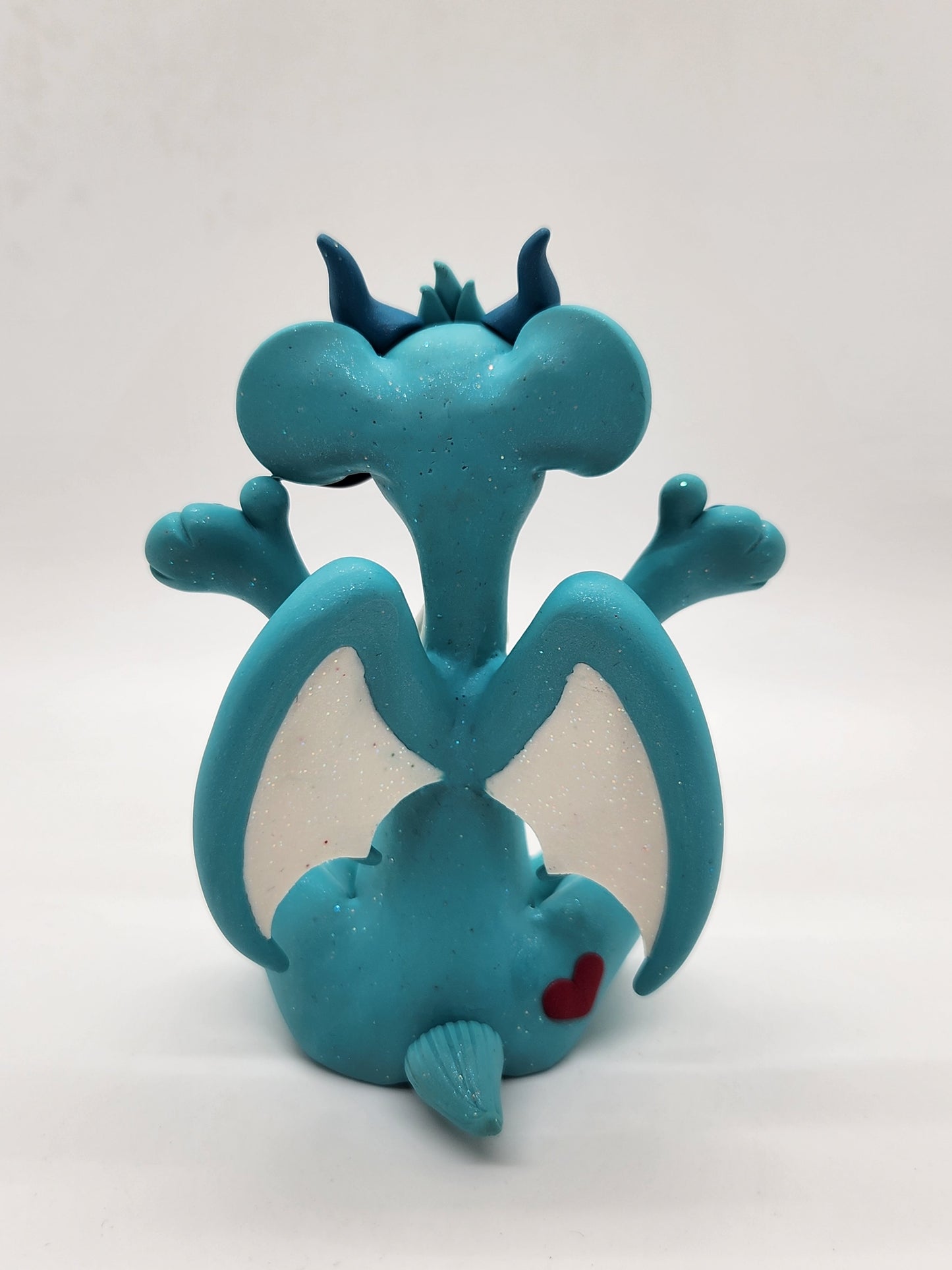 "Wish" blue and yellow care bear dragon sculpture