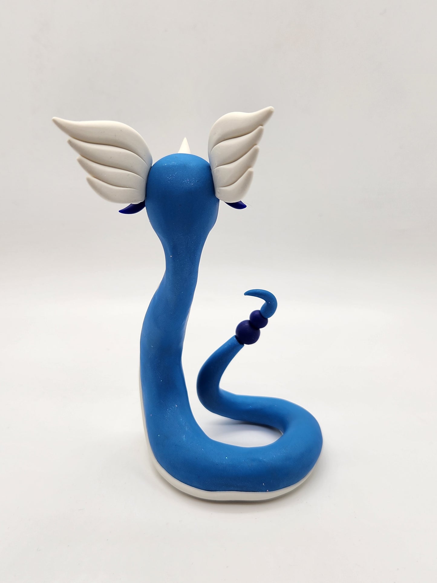 "Dragonair" blue and white pokemon inspired sculpture