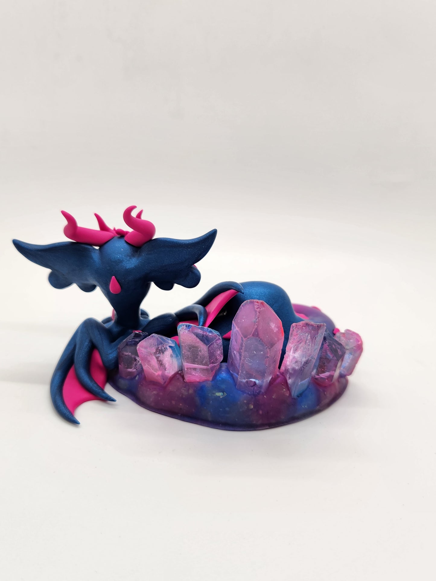 "Cova" blue and pink crystal dragon sculpture