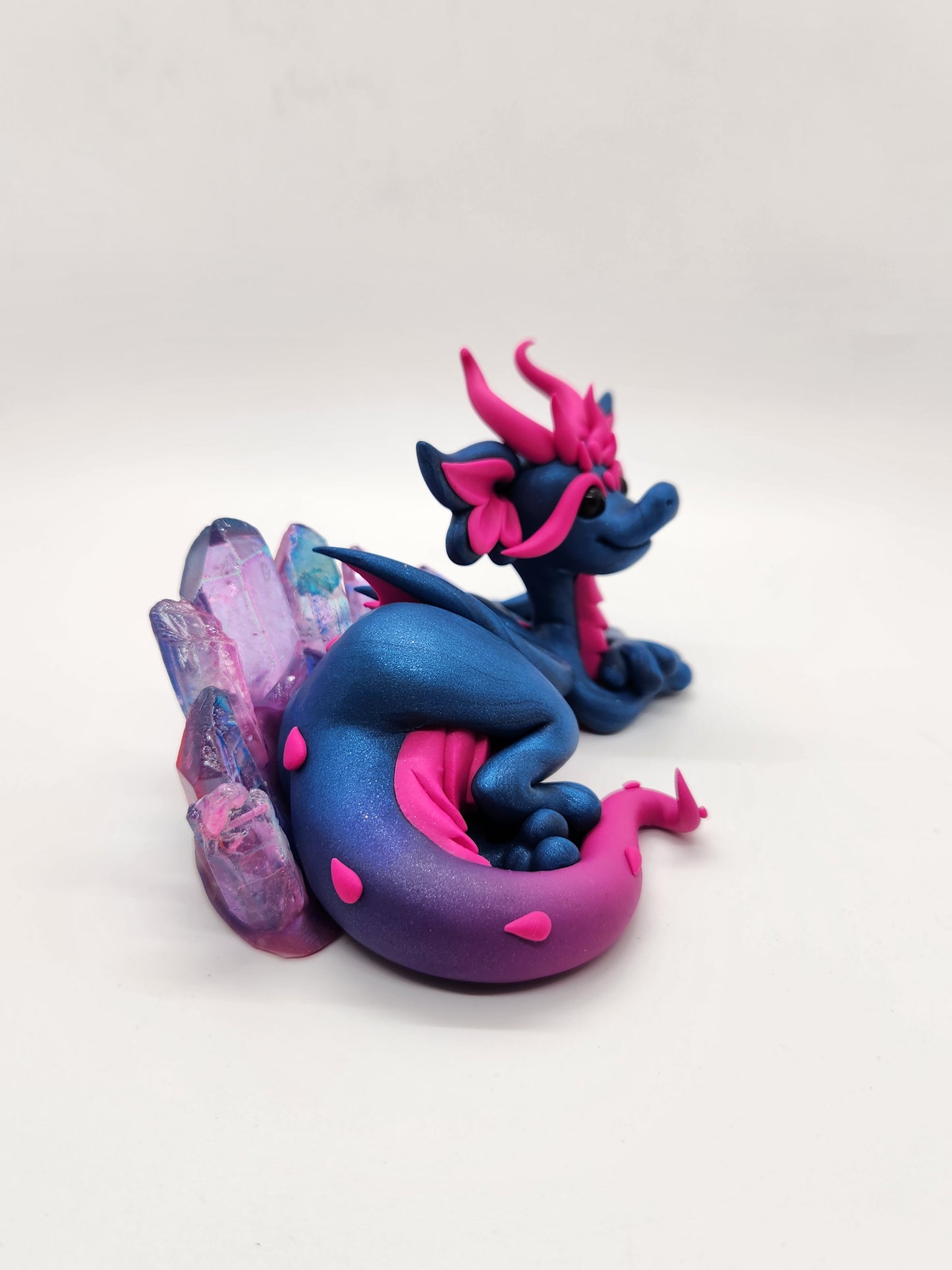 "Cova" blue and pink crystal dragon sculpture