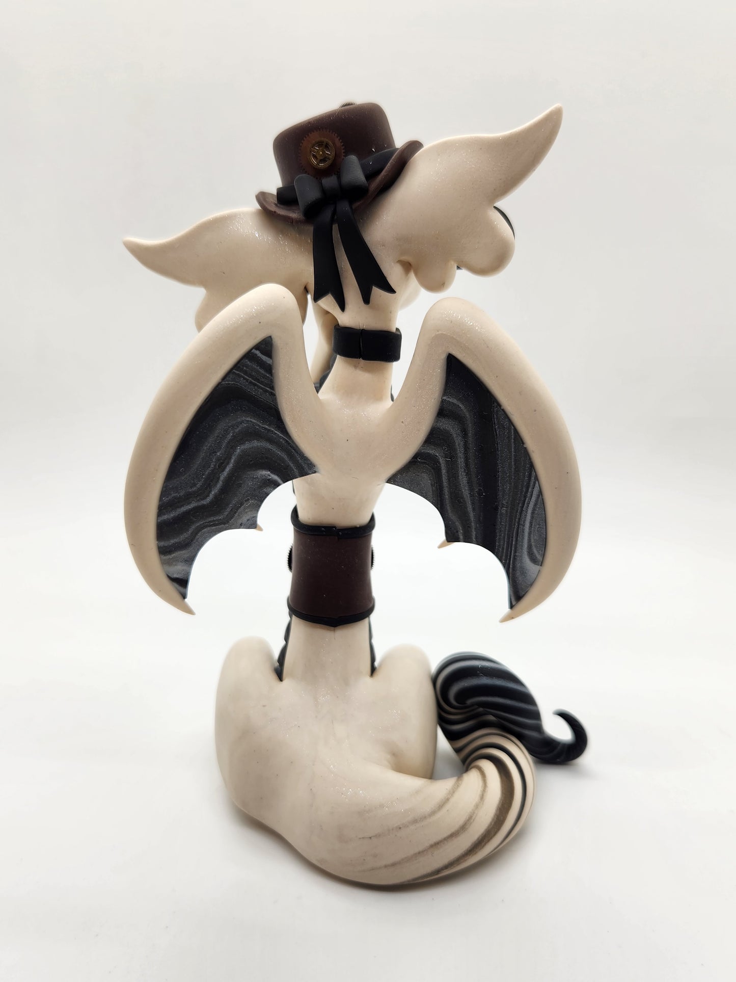 "Eleanor" beige, black and brown steampunk dragon sculpture