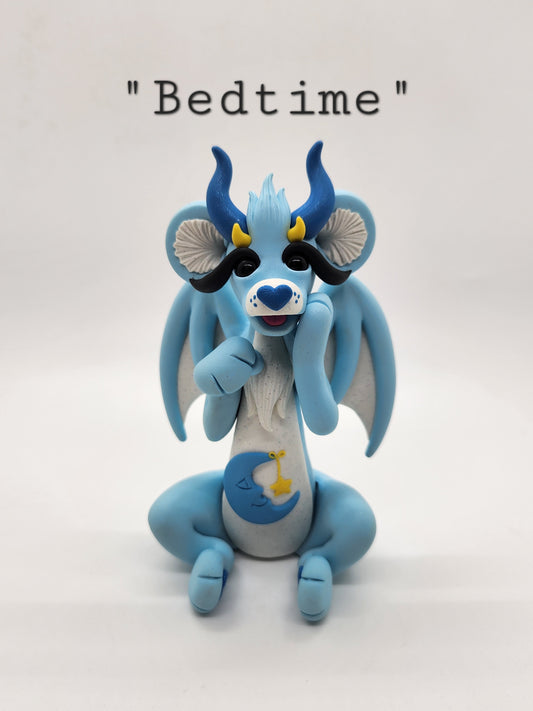 "Bedtime" blue care bear dragon sculpture