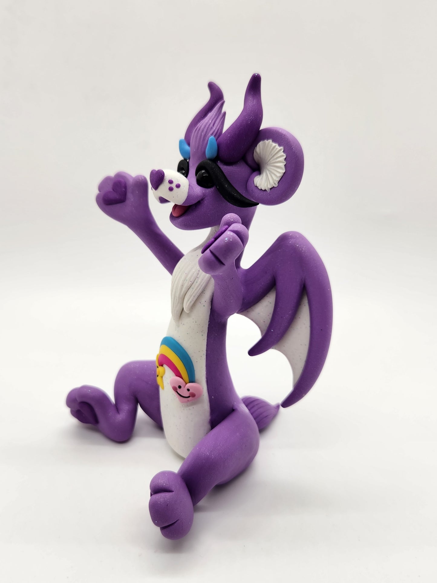 "Best Friend" purple care bear dragon sculpture