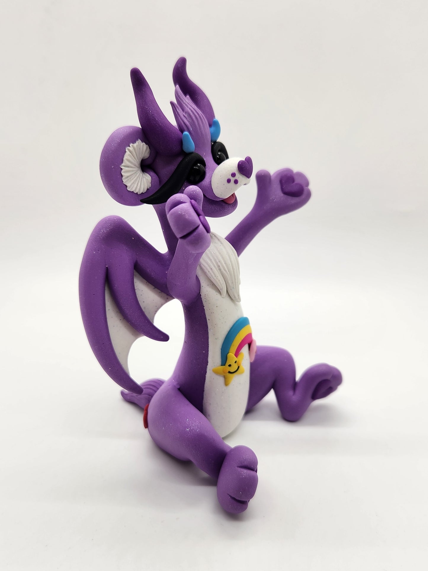 "Best Friend" purple care bear dragon sculpture