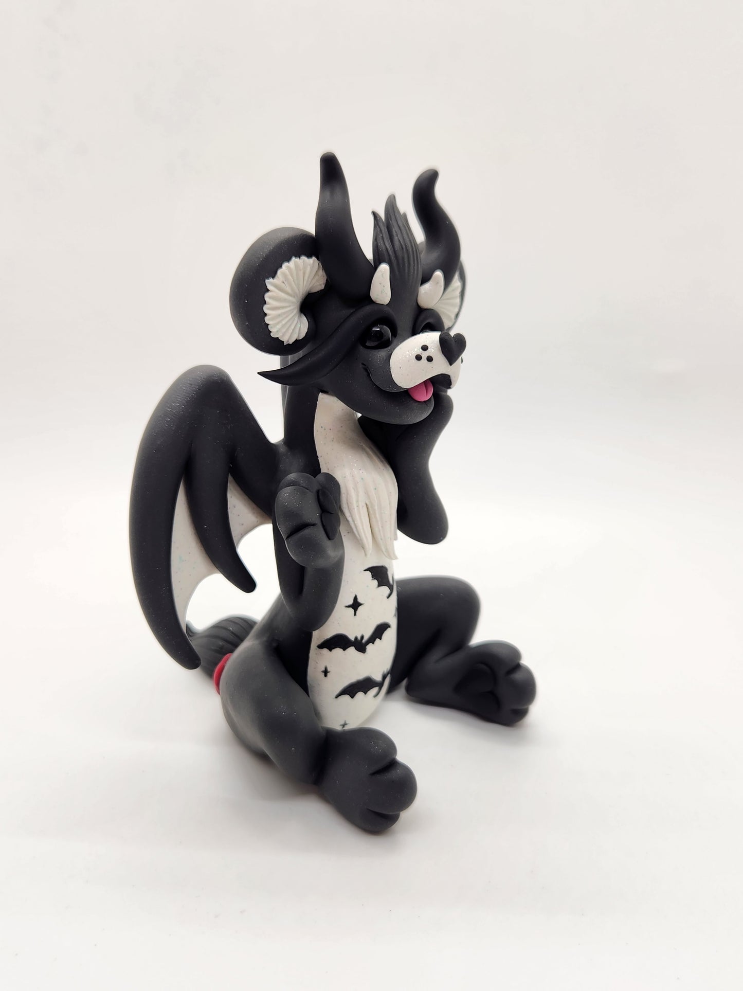 "Batty" black care bear dragon sculpture