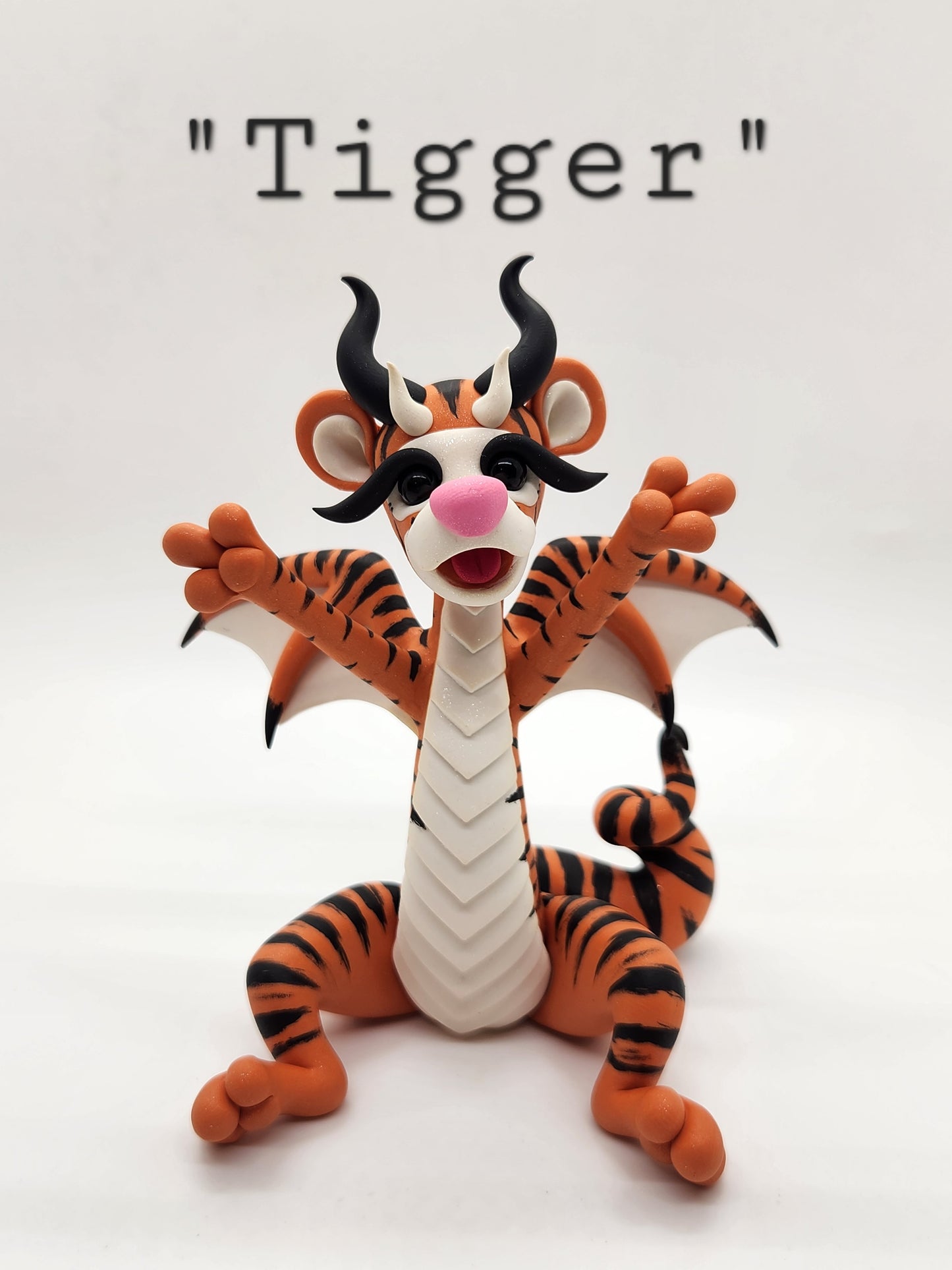 "Tigger" orange Winnie The Pooh inspired dragon sculpture