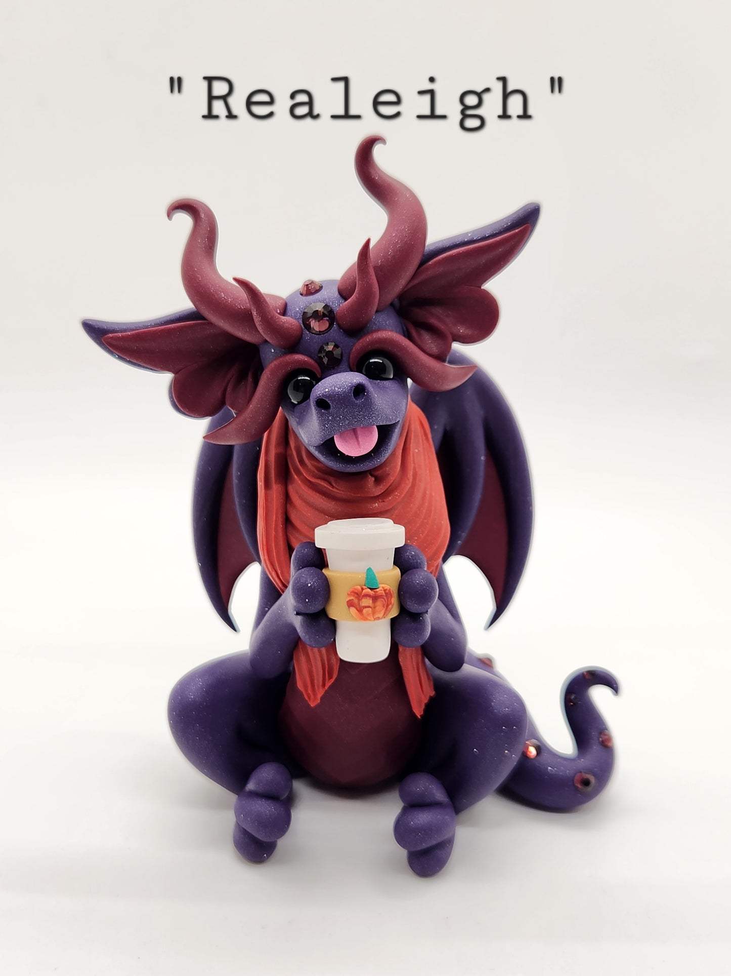 "Realeigh" purple pumpkin spice dragon sculpture