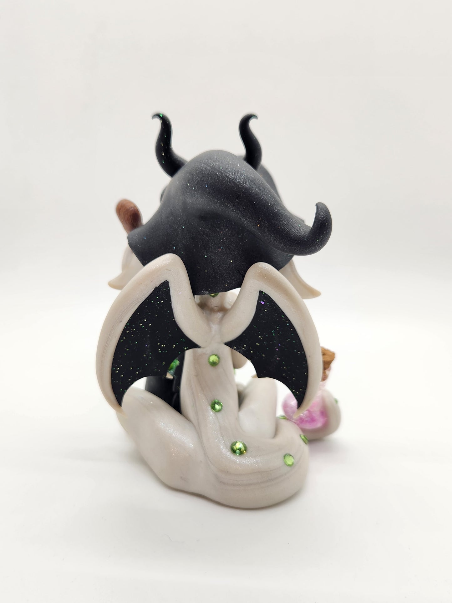 "Noita" white and black witch dragon sculpture