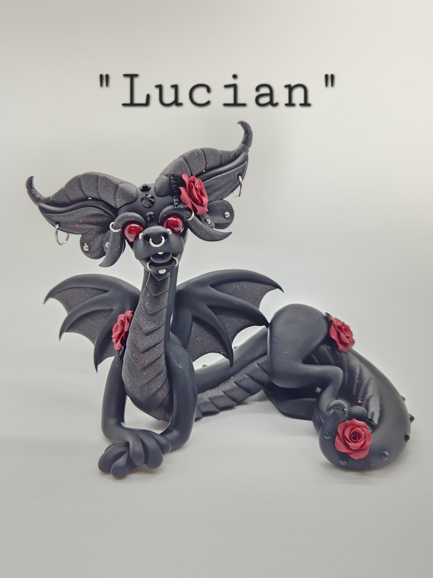 "Lucian" black Goth dragon sculpture