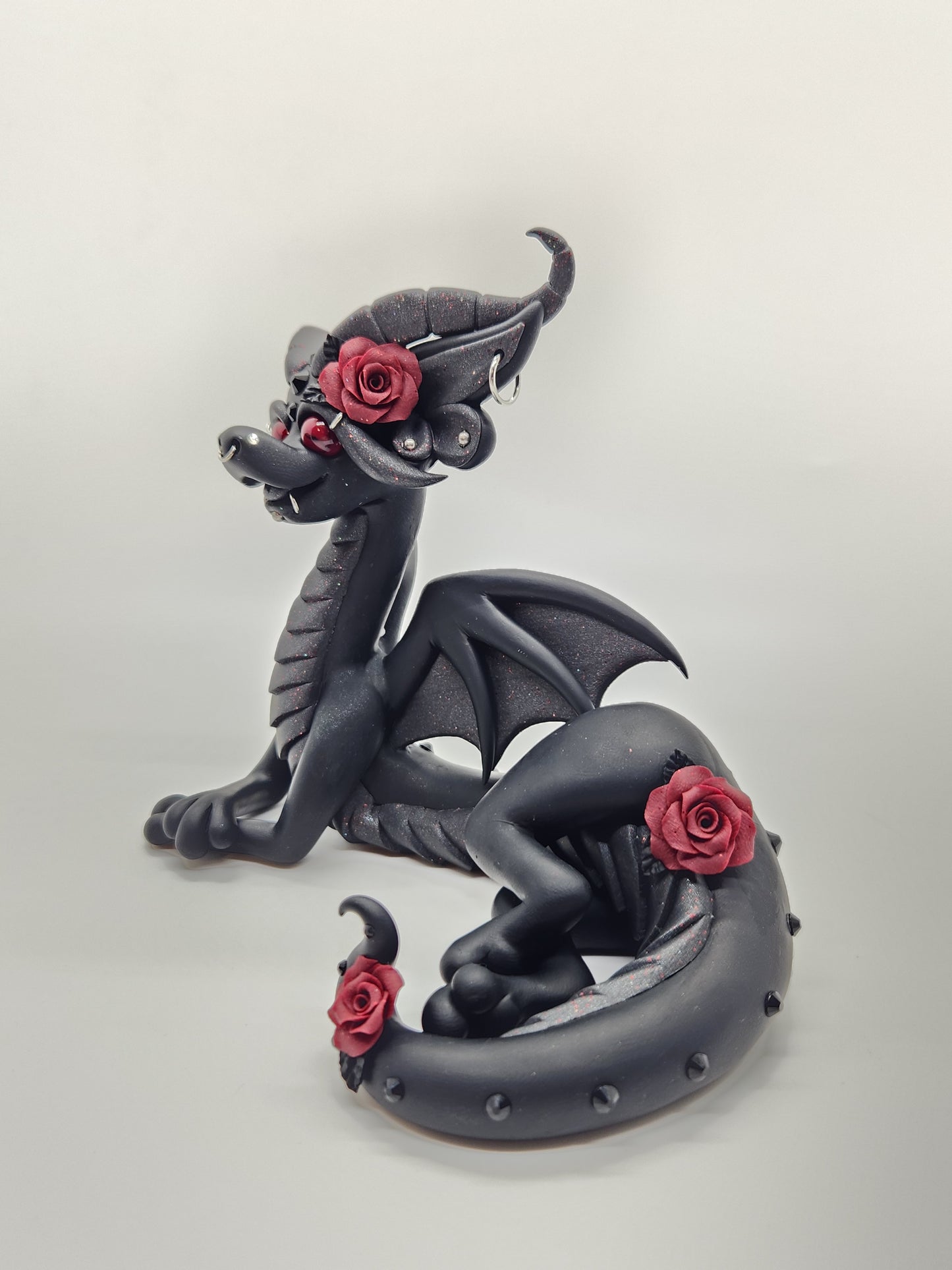 "Lucian" black Goth dragon sculpture