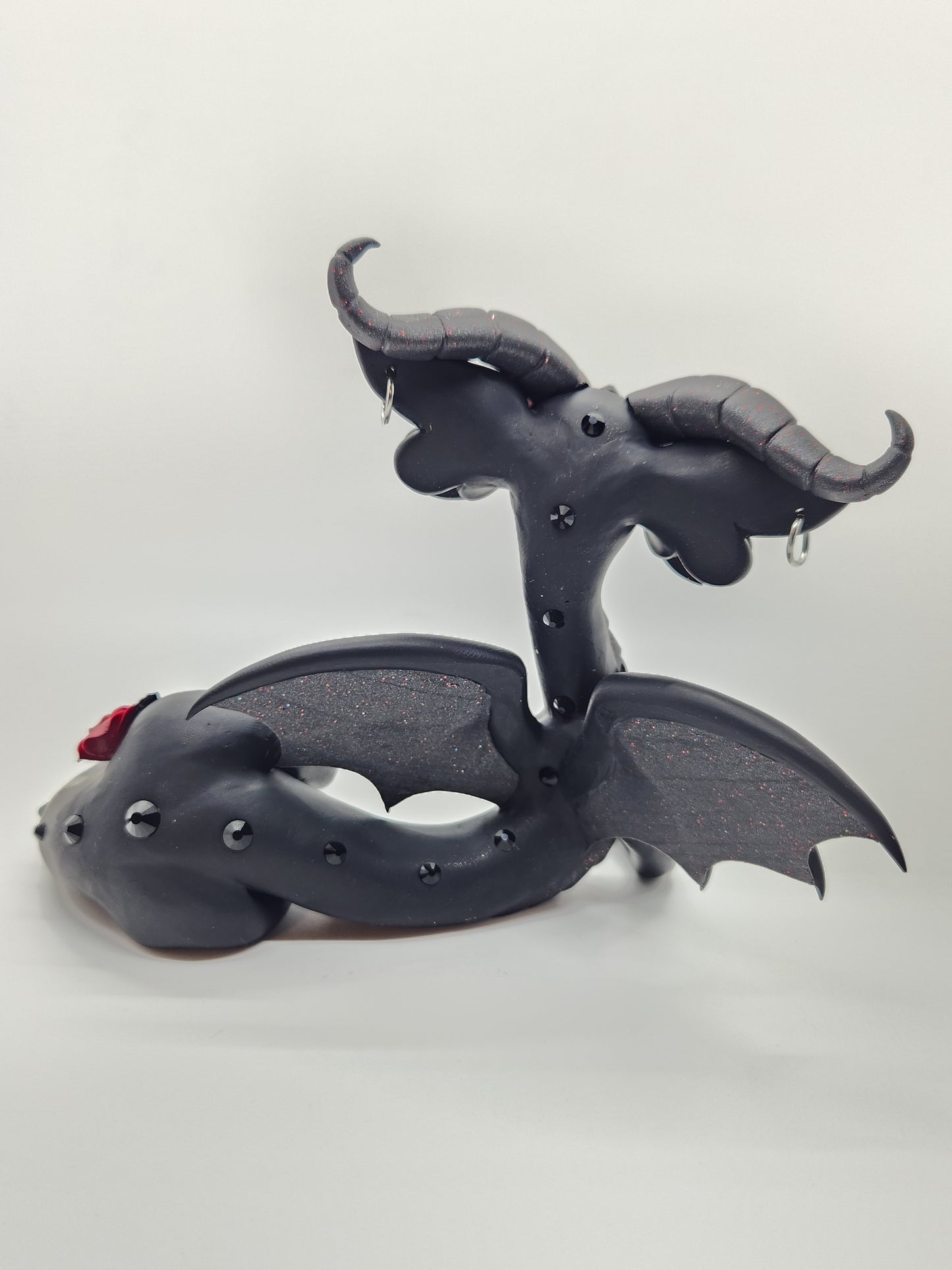 "Lucian" black Goth dragon sculpture