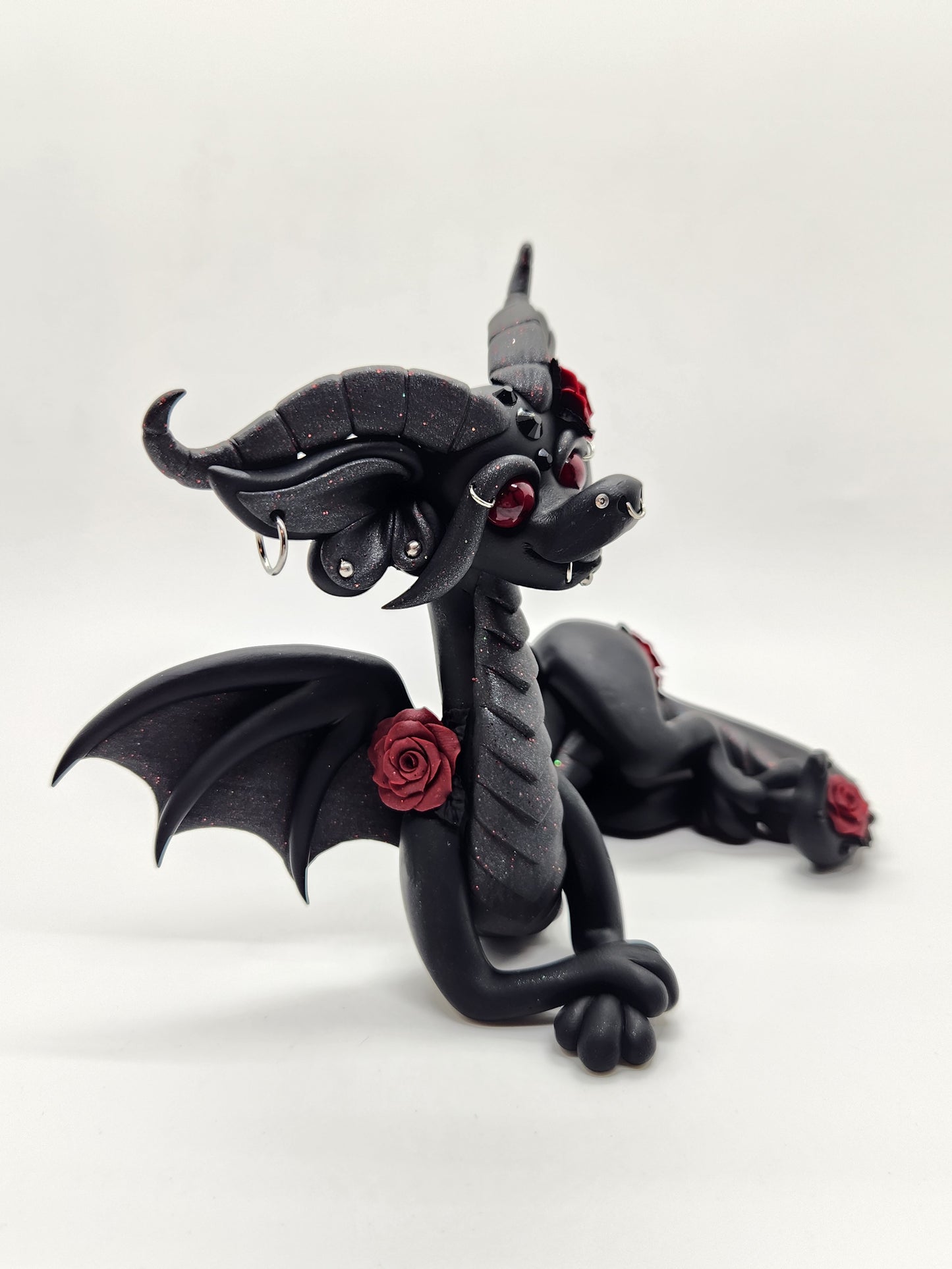 "Lucian" black Goth dragon sculpture