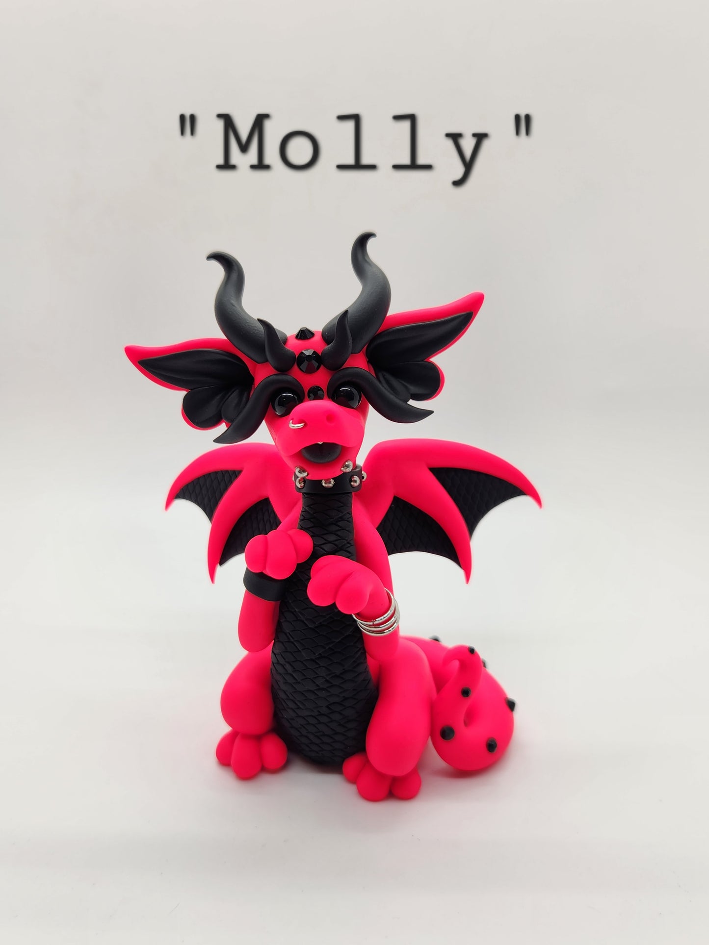 "Molly" hot pink punk dragon sculpture