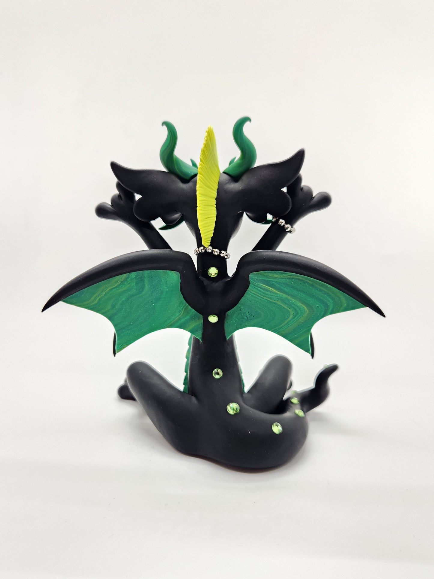 "Syd" black and green punk dragon sculpture