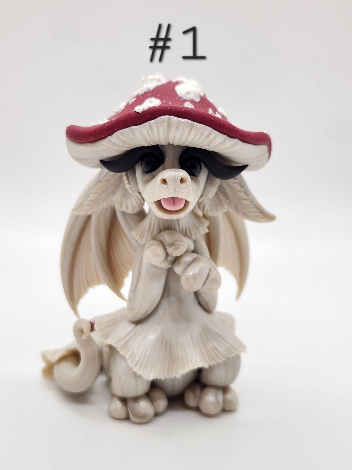 Red and white Mushroom dragon sculpture (choose your style)