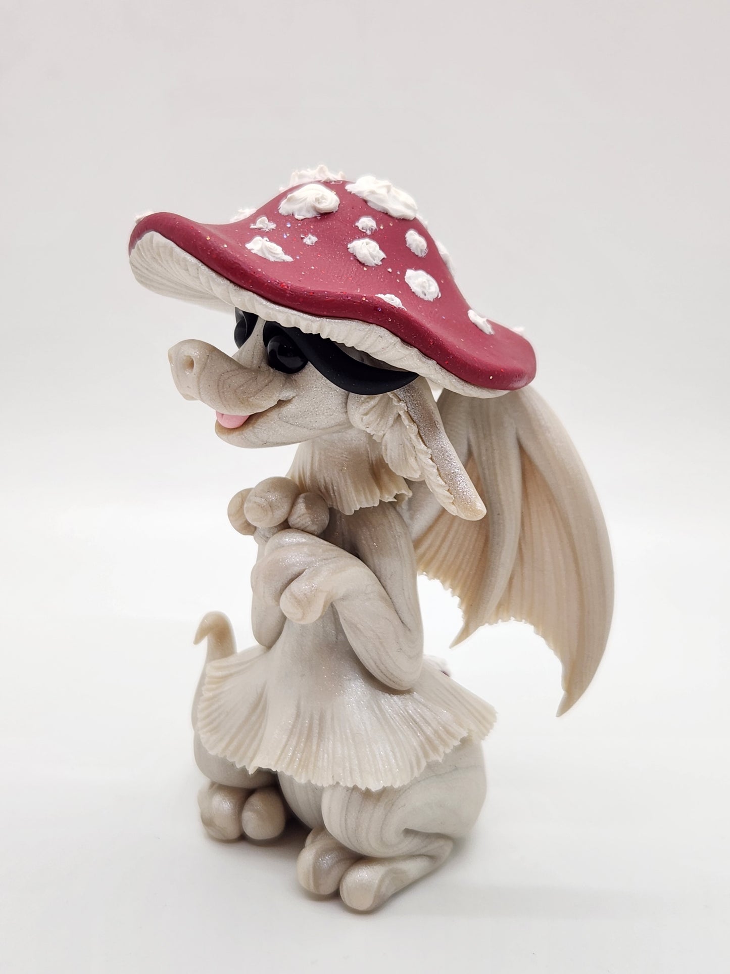 Red and white Mushroom dragon sculpture (choose your style)