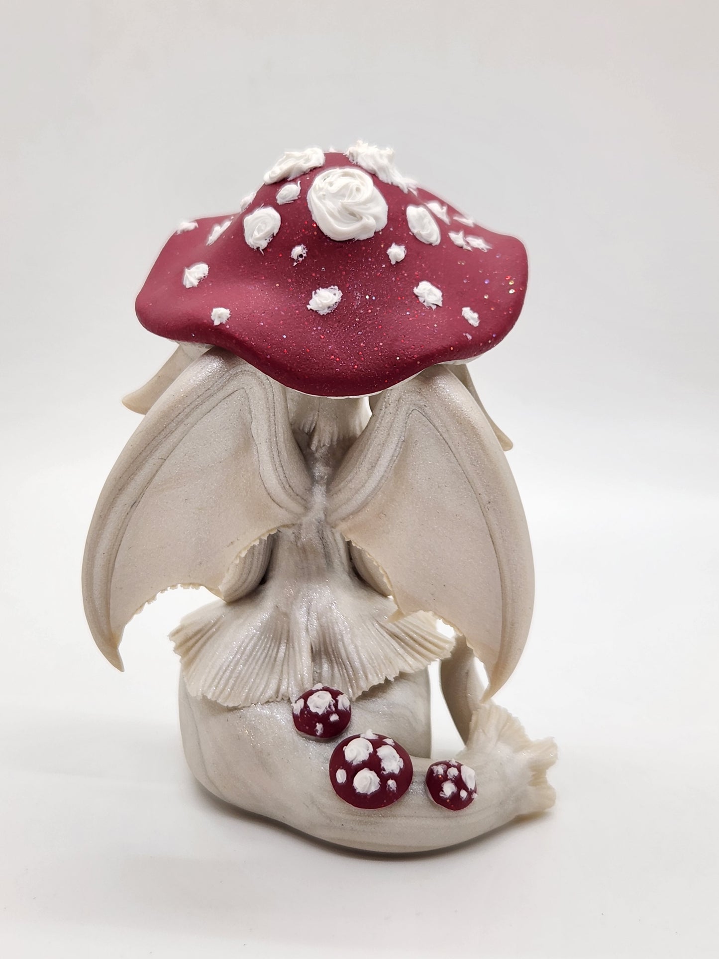 Red and white Mushroom dragon sculpture (choose your style)