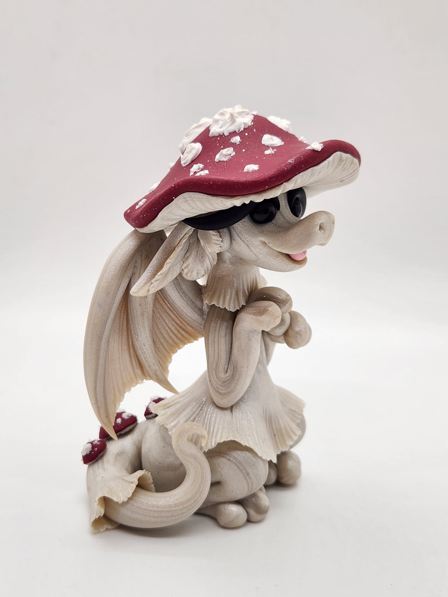 Red and white Mushroom dragon sculpture (choose your style)