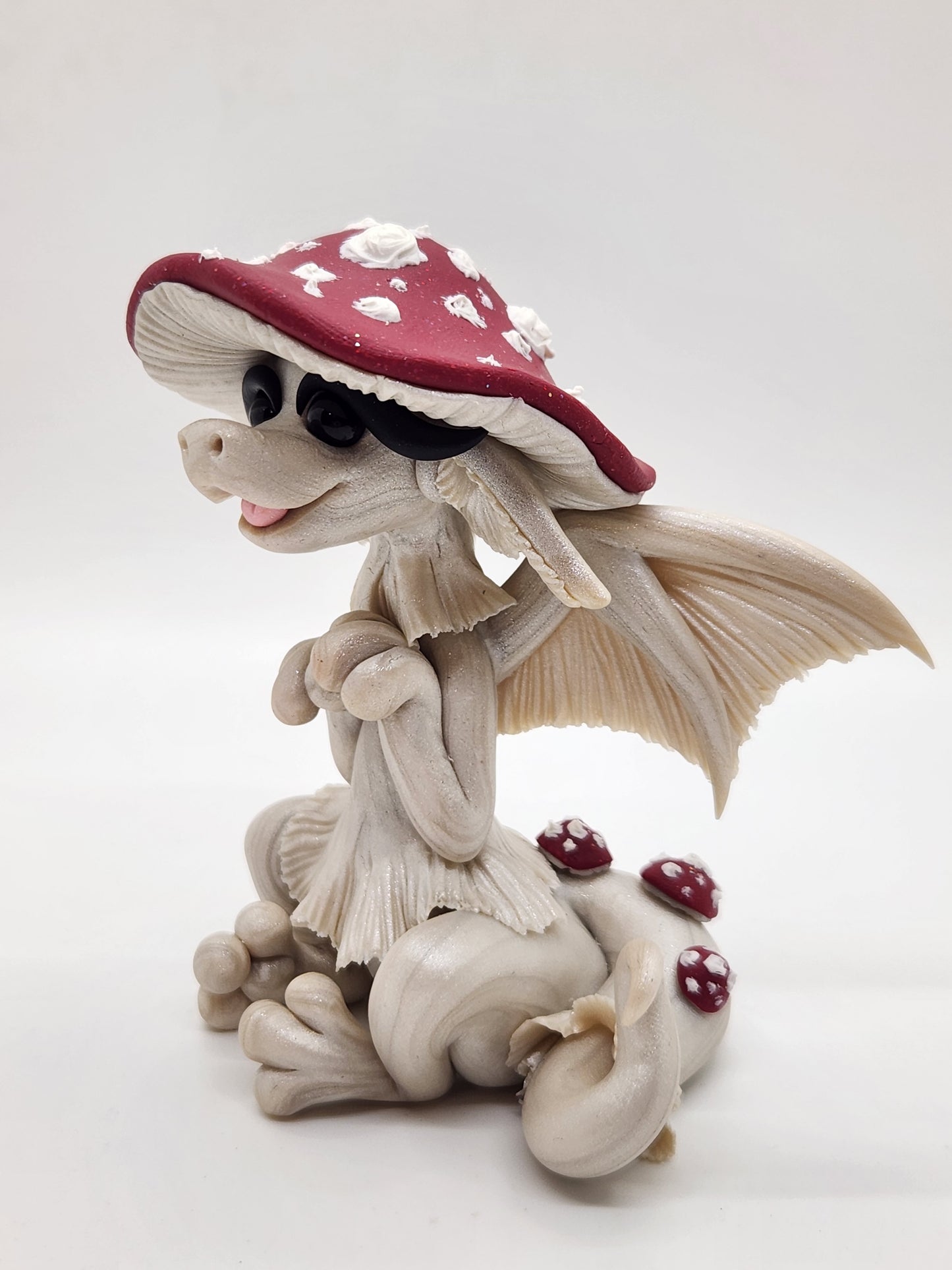 Red and white Mushroom dragon sculpture (choose your style)