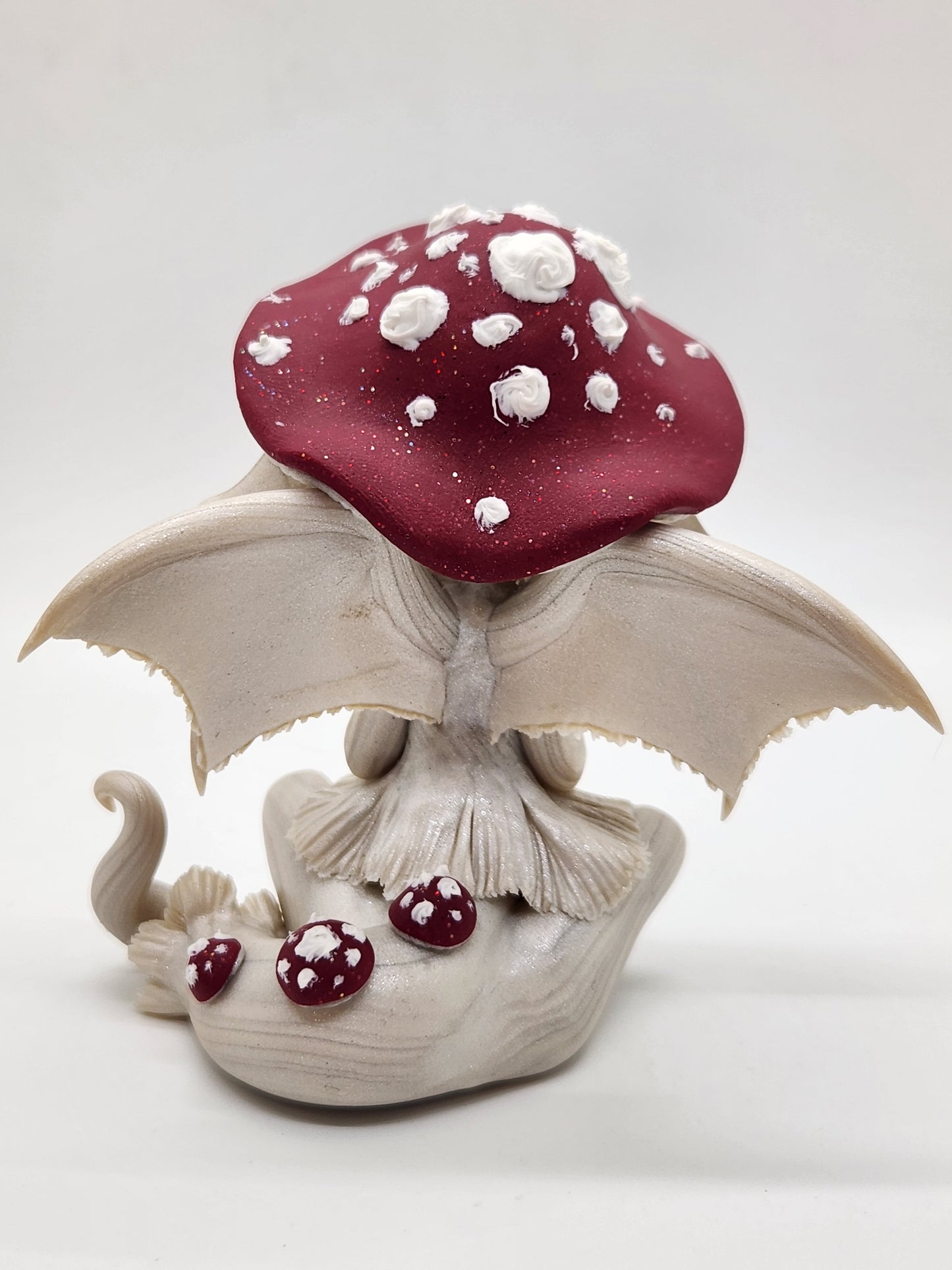 Red and white Mushroom dragon sculpture (choose your style)