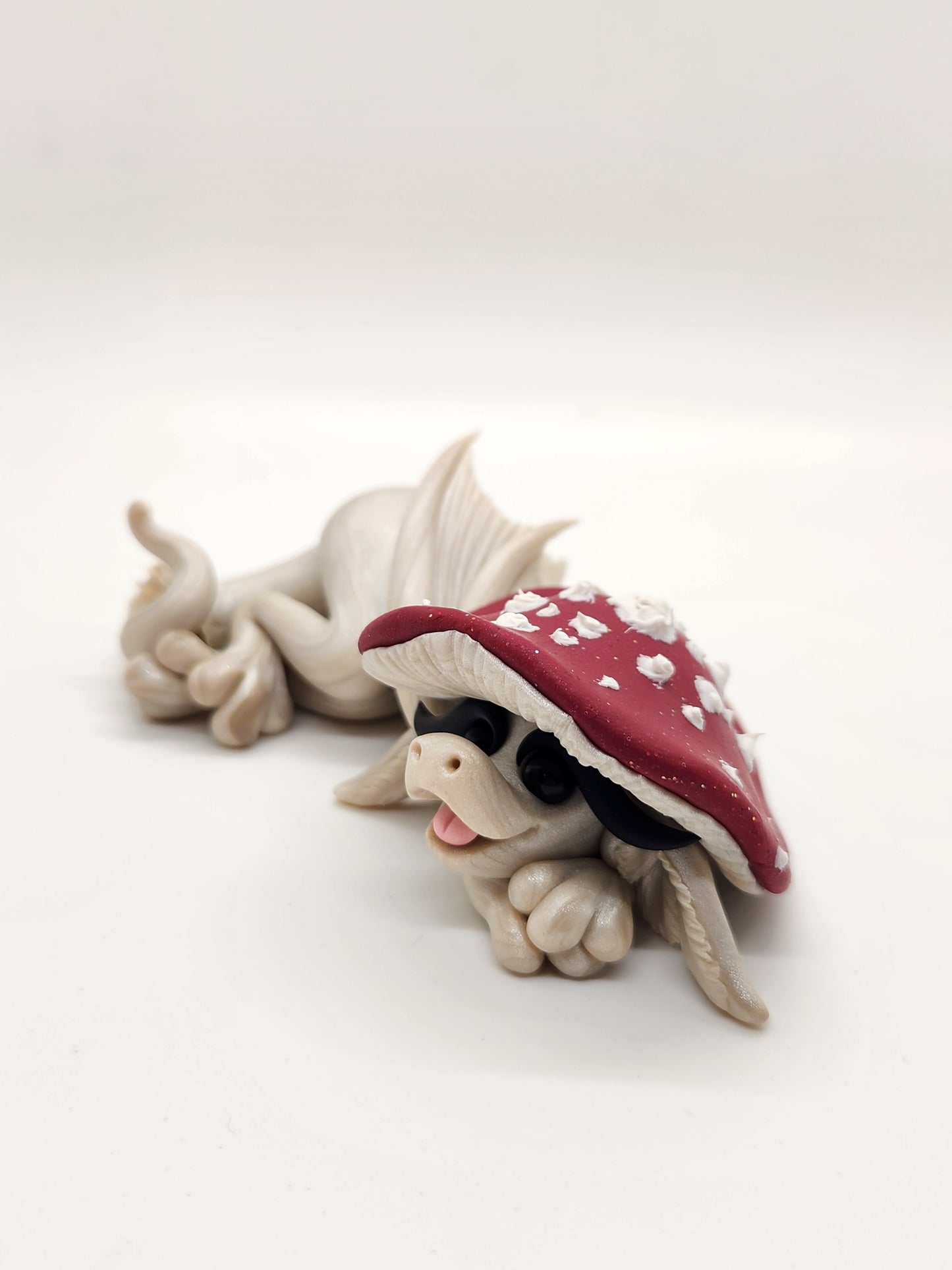 Red and white Mushroom dragon sculpture (choose your style)