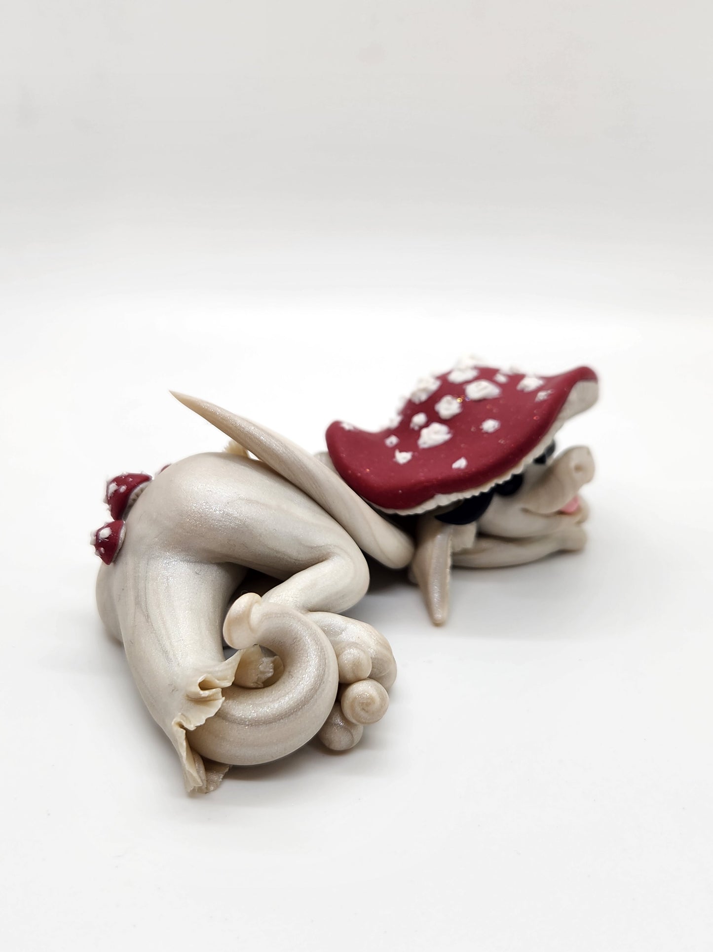 Red and white Mushroom dragon sculpture (choose your style)