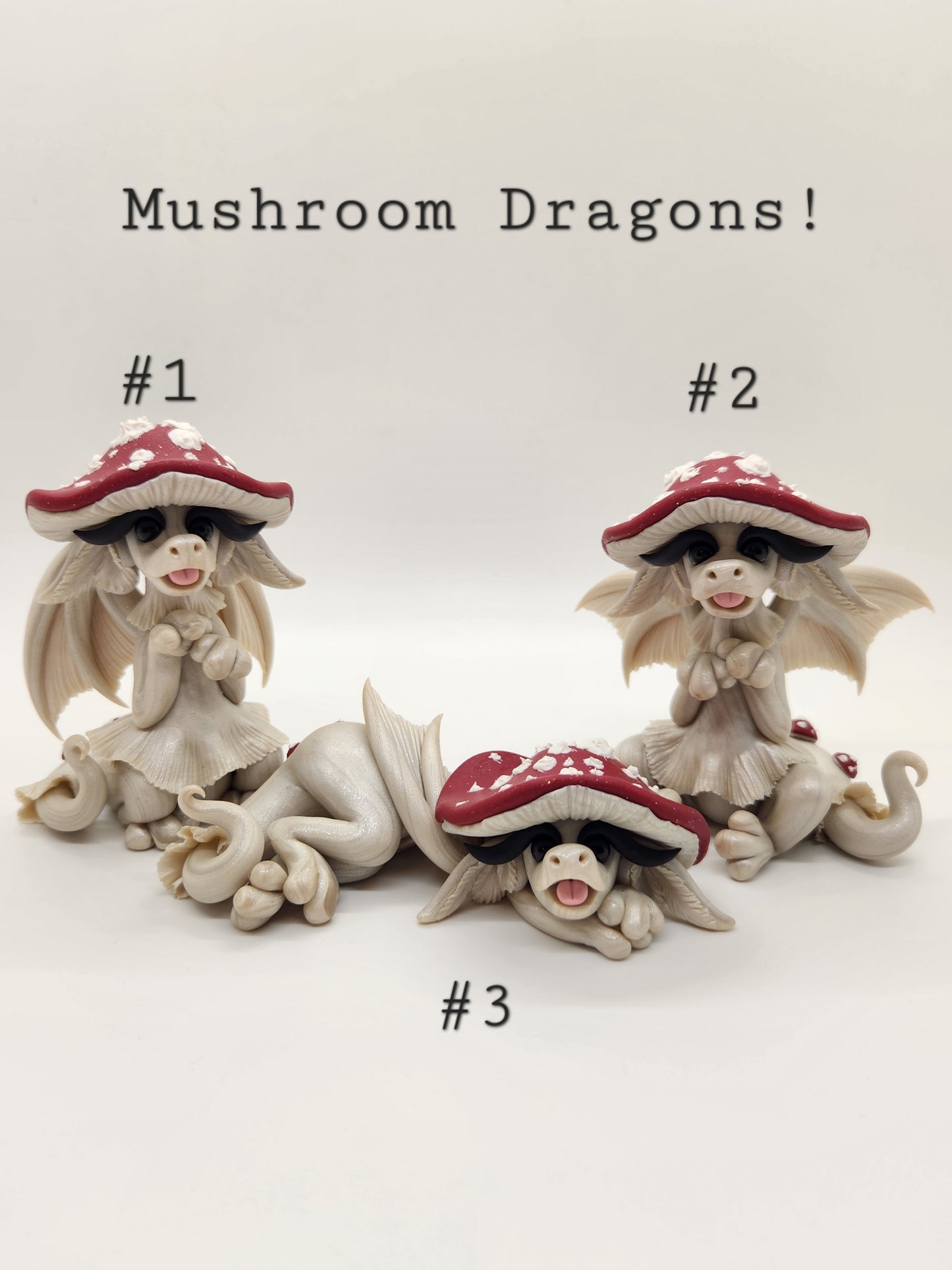 Red and white Mushroom dragon sculpture (choose your style)