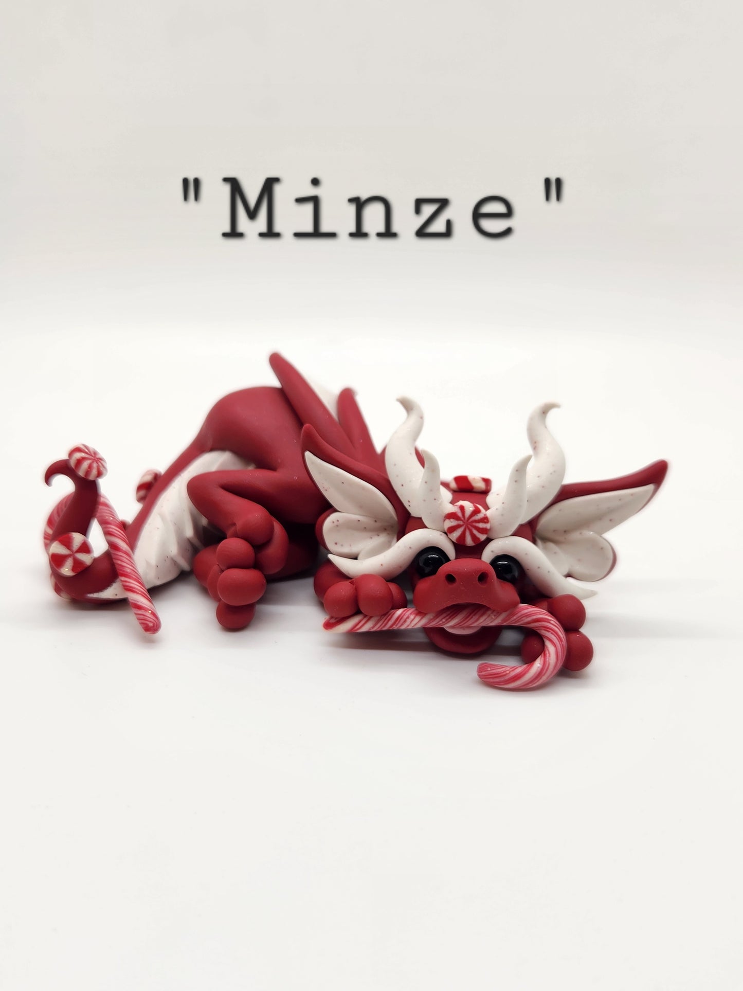 "Minze" red peppermint dragon sculpture