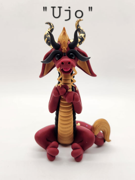 "Ujo" red and gold Chinese style dragon sculpture