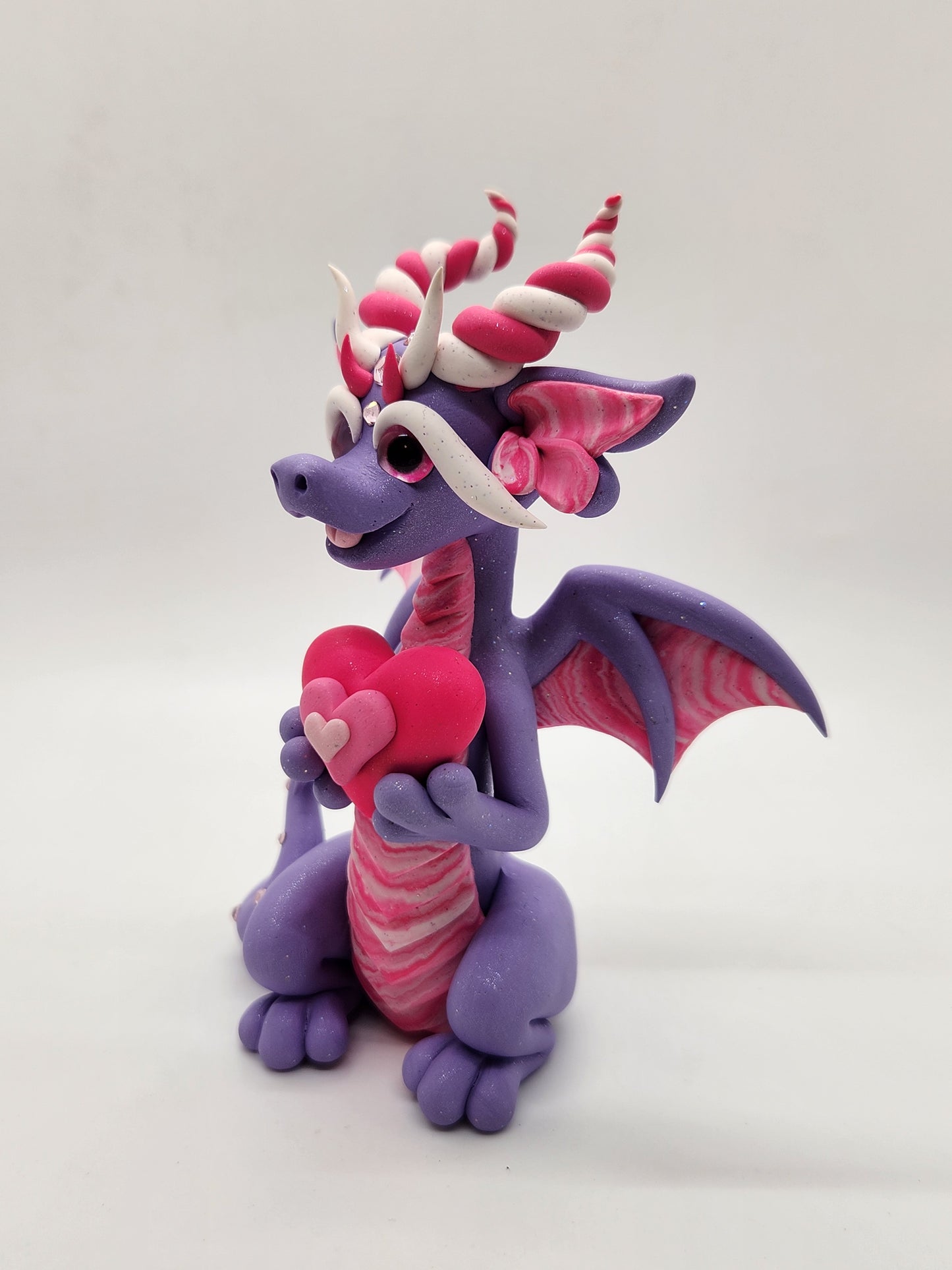 "Aimer" purple and pink Valentine's Dragon sculpture