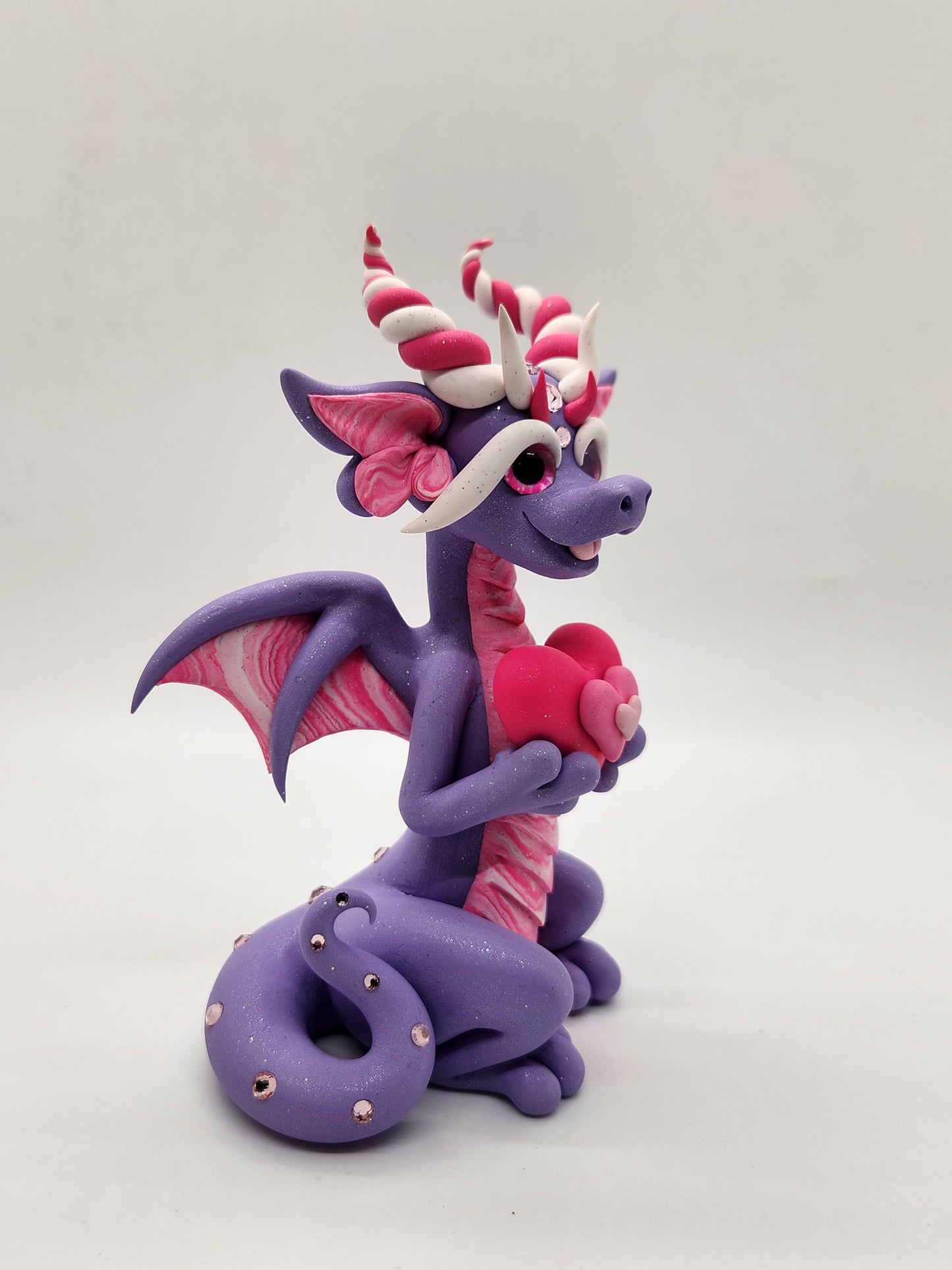 "Aimer" purple and pink Valentine's Dragon sculpture