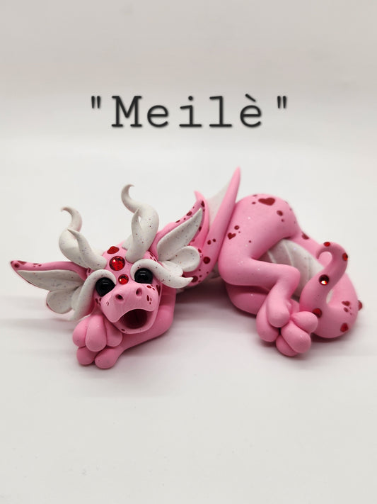 "Meilè" pink and white valentine's Dragon sculpture