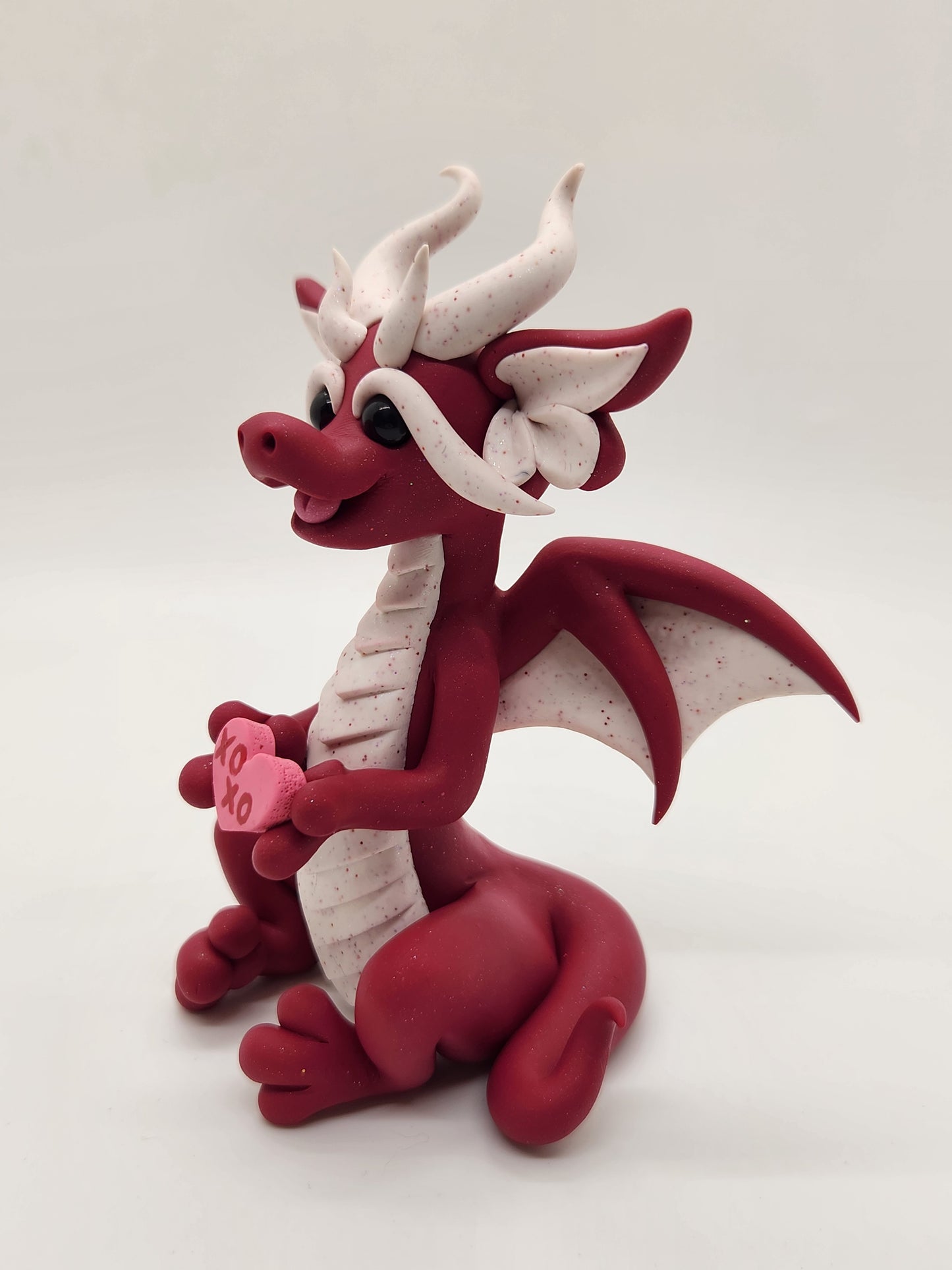 "Tresna" red and white valentine's Dragon sculpture