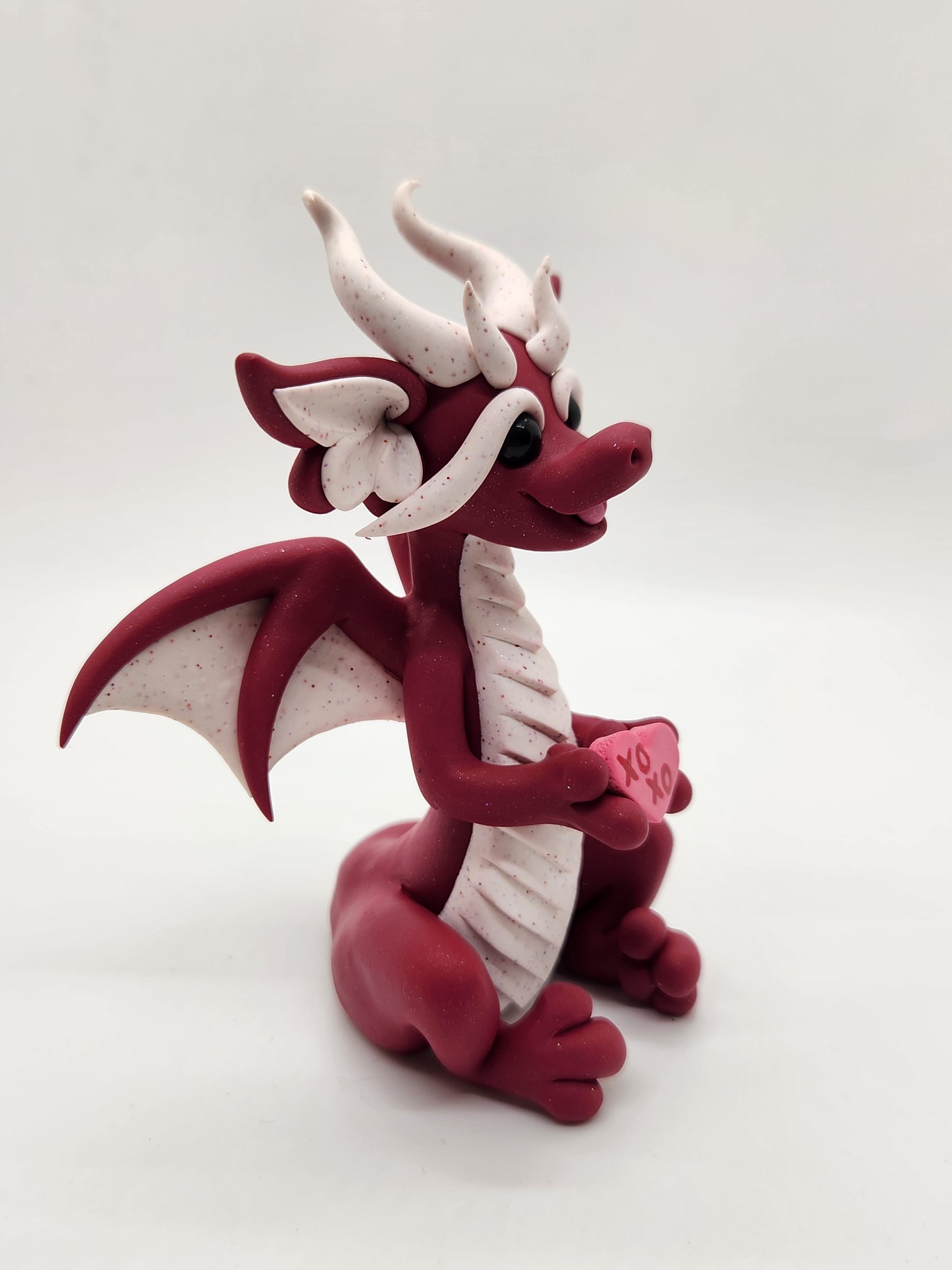 "Tresna" red and white valentine's Dragon sculpture