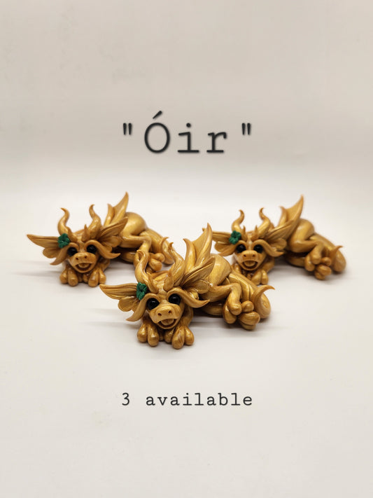 "Óir" gold baby dragon sculpture