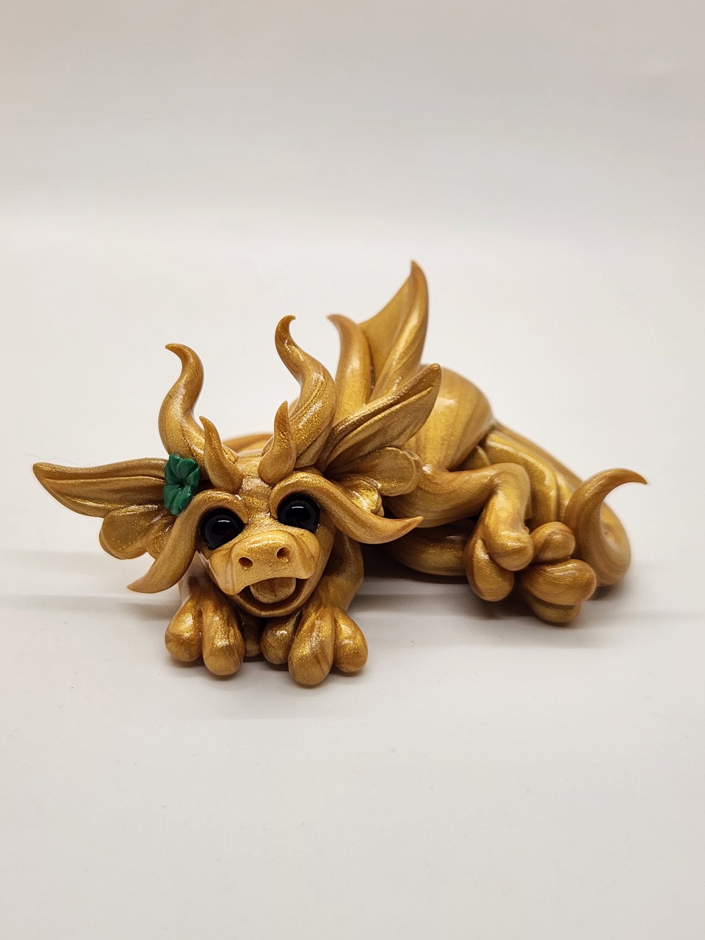 "Óir" gold baby dragon sculpture